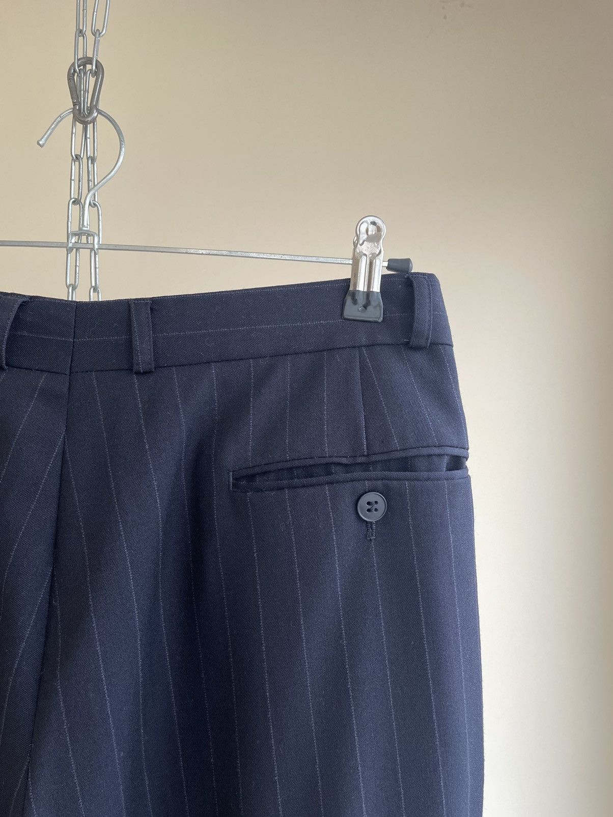 Hugo Boss BOSS Wool Pinstripe Suit 80s Double Breasted Blazer Trousers Size 38R - 12 Thumbnail