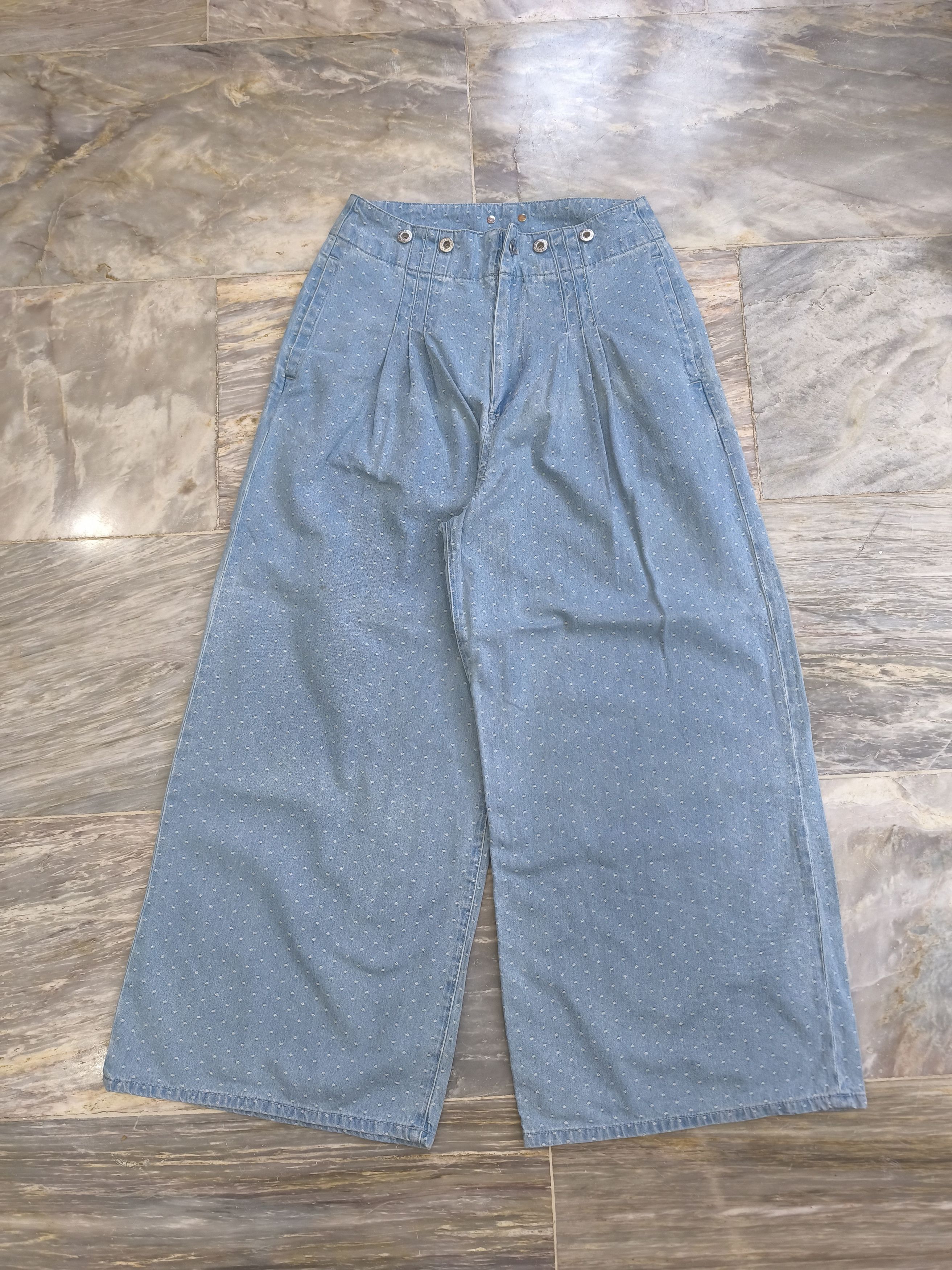Yohji Yamamoto Limi Feu Wide Polka Denim Pants - Yohji Yamamoto Size 28" / US 6 / IT 42 - 1 Thumbnail