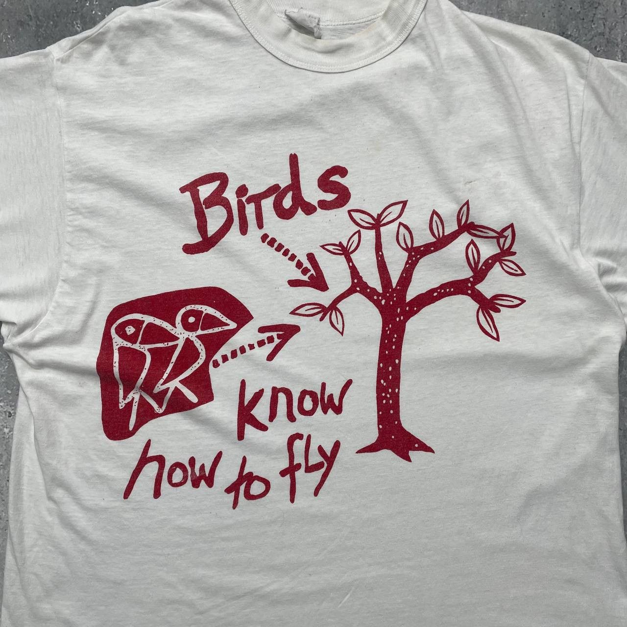 Vintage Vintage Quote Birds Know How To Fly Art T Shirt White Size S Size US XS / EU 42 / 0 - 2 Thumbnail
