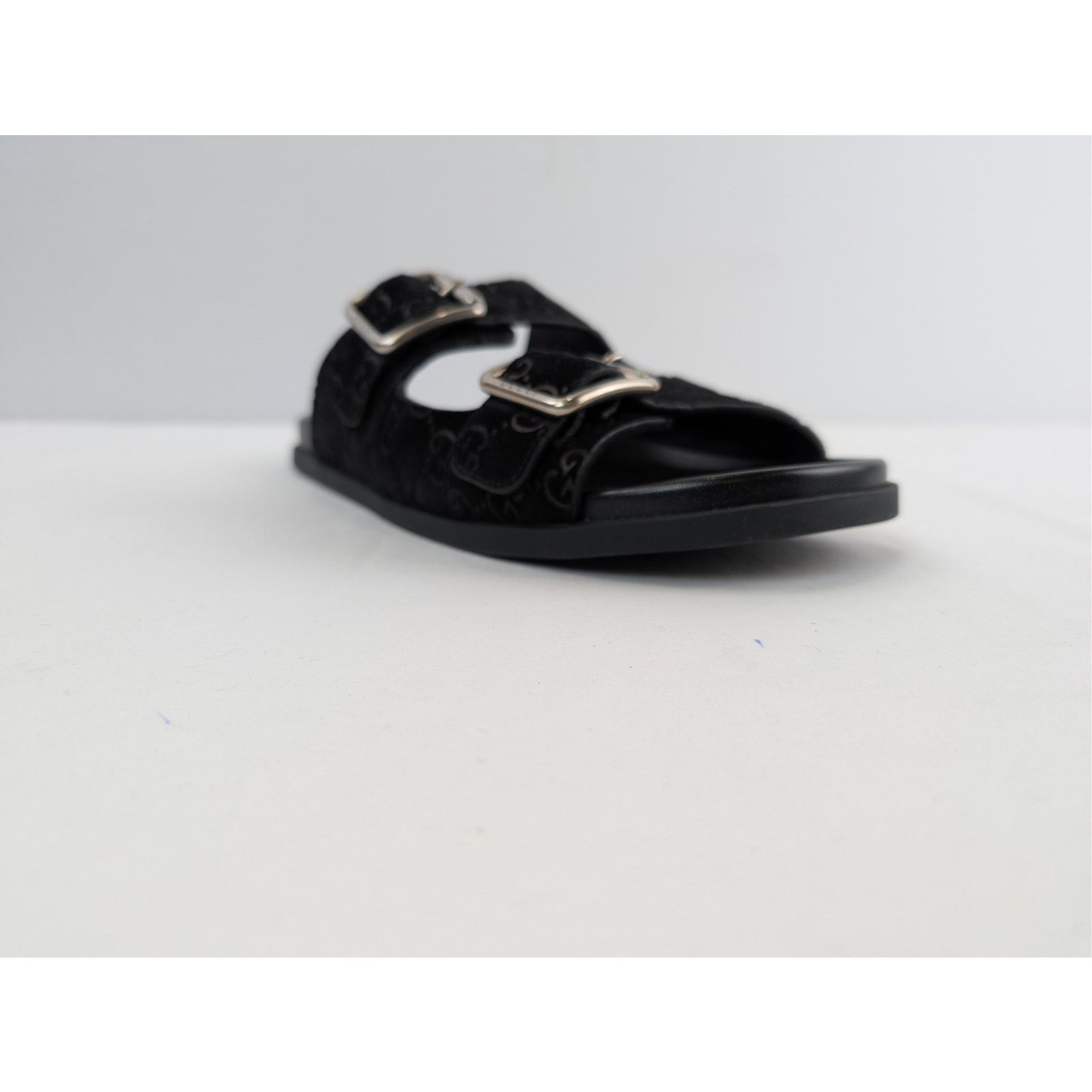 Gucci o1rshd1 GG Suede Slide Sandals in Black Size US 11.5 / EU 44-45 - 2 Thumbnail