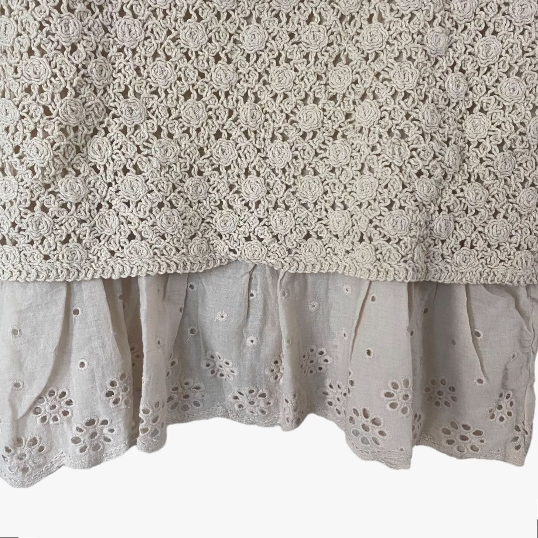 Vintage VINTAGE L Love Boho Crochet Tank Top Womens Medium Beige Cotton Floral Knit New Size M / US 6-8 / IT 42-44 - 6 Thumbnail