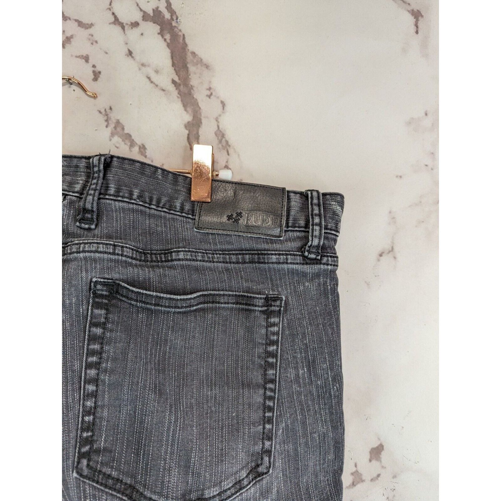 Rude Rude Jeans Mens 36 x 30 Gray Super Skinny Denim Acid Wash Size US 36 / EU 52 - 12 Thumbnail