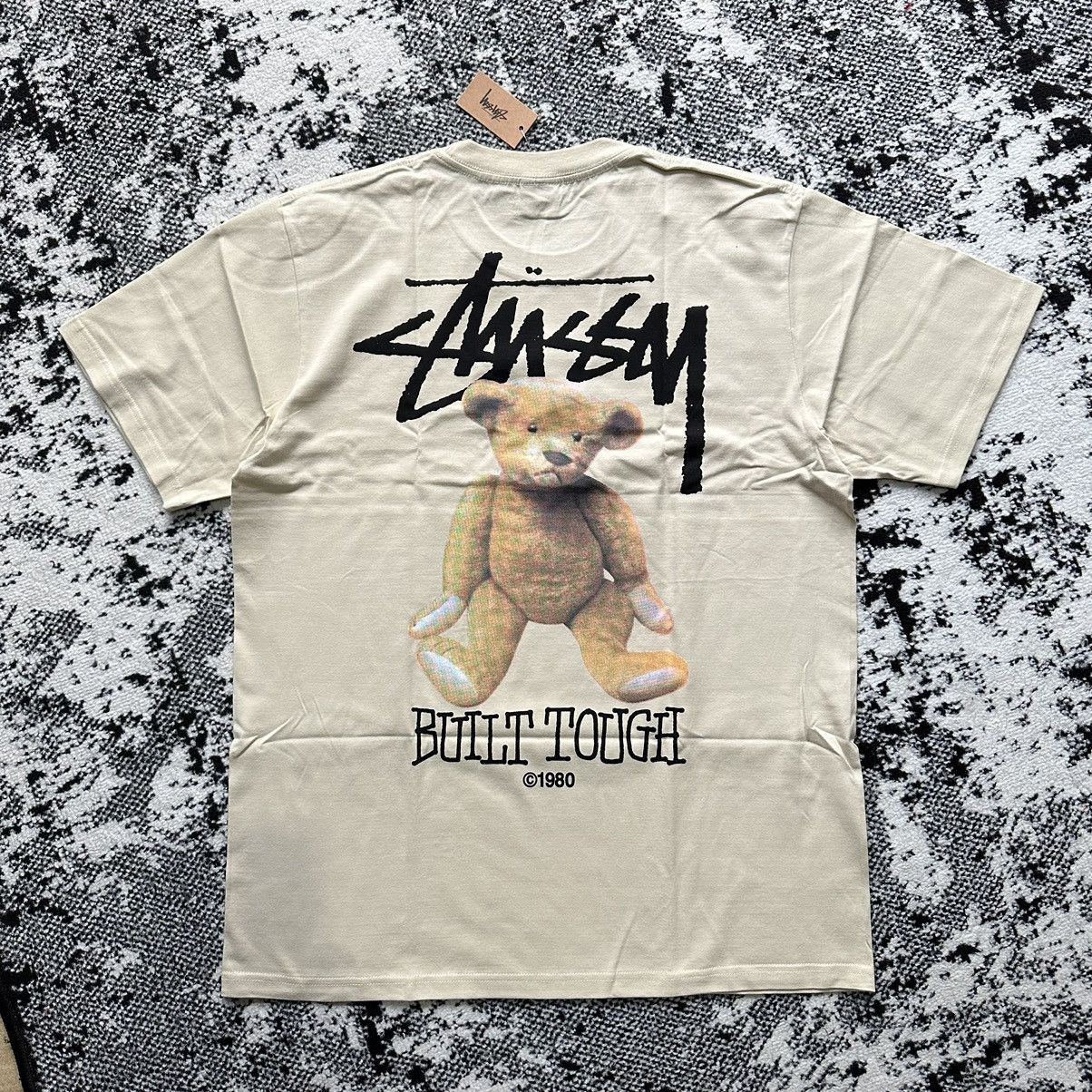 Vintage STUSSY BUILT TOUGH TEE PUTTY LARGE | Grailed