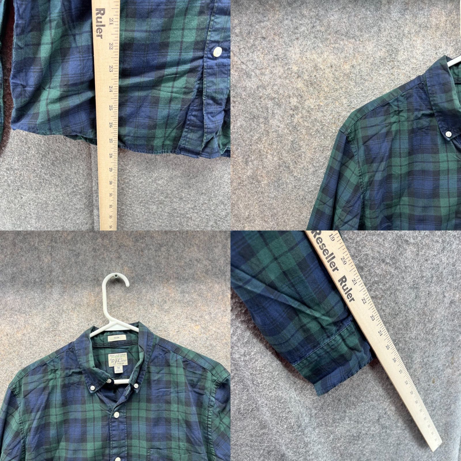 J.Crew VINTAGE: No J.CREW Shirt Button-Up Plaid Flannel Green Blue Tart an Classic Collar 40 in Chest Regular Fit M Adult Medium Mens Size US M / EU 48-50 / 2 - 8 Thumbnail