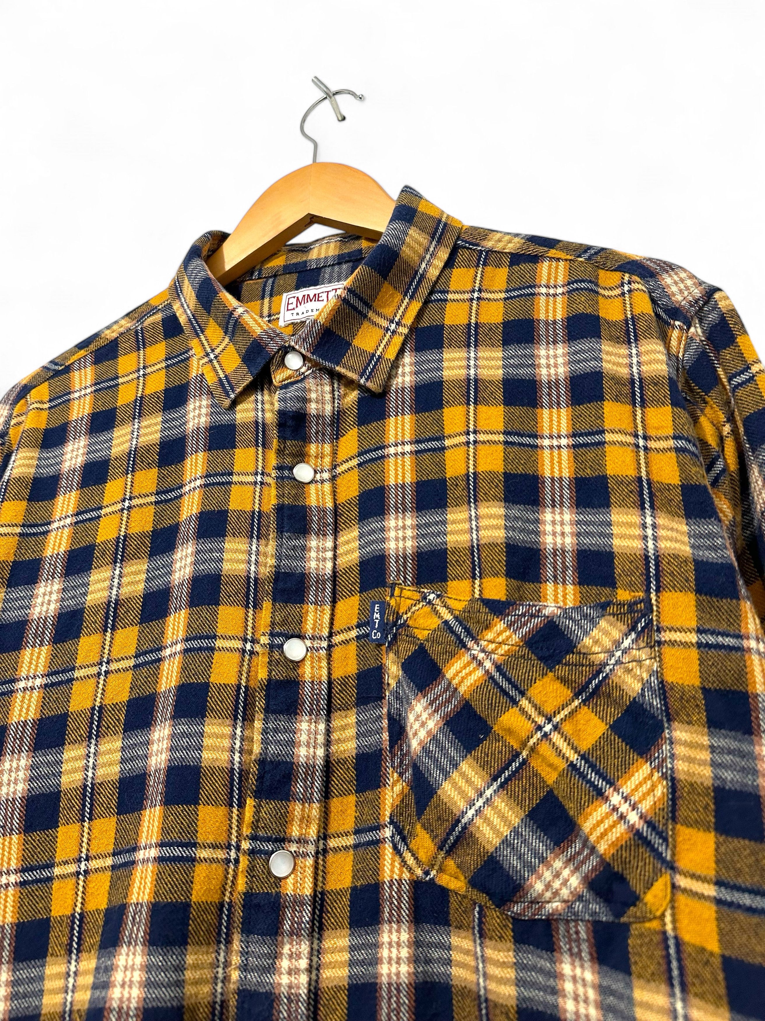 Emmett × Flannel Men's Emett Check Plaid Flannel Shirt XL Slim Fit Size US XL / EU 56 / 4 - 2 Thumbnail