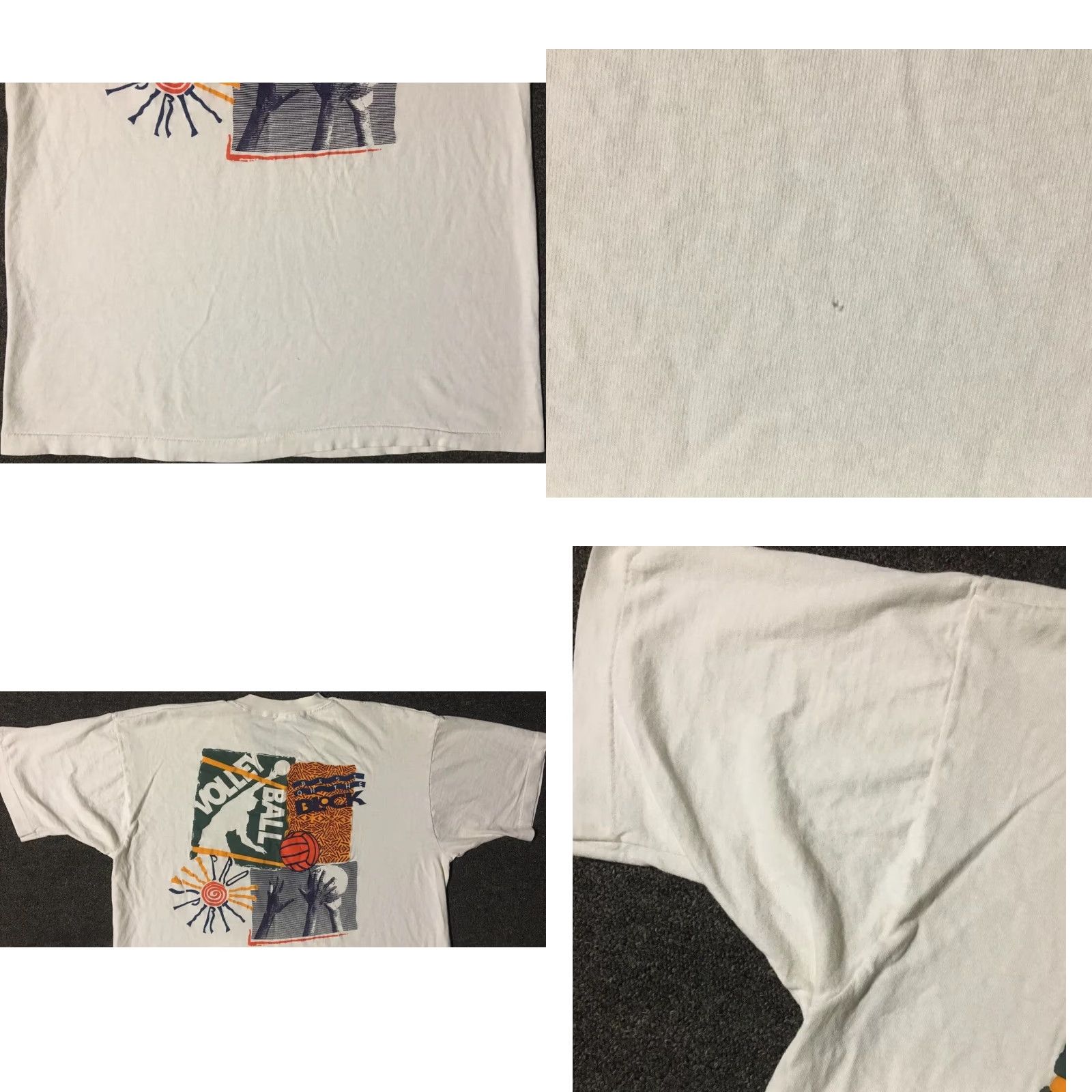 Vintage VINTAGE 90s Best On The Block Volleyball Faded Shirt XL White Men Short Sleeve T-Shirt Grunge Abstract School Track & Field USA Size US XL / EU 56 / 4 - 9 Thumbnail