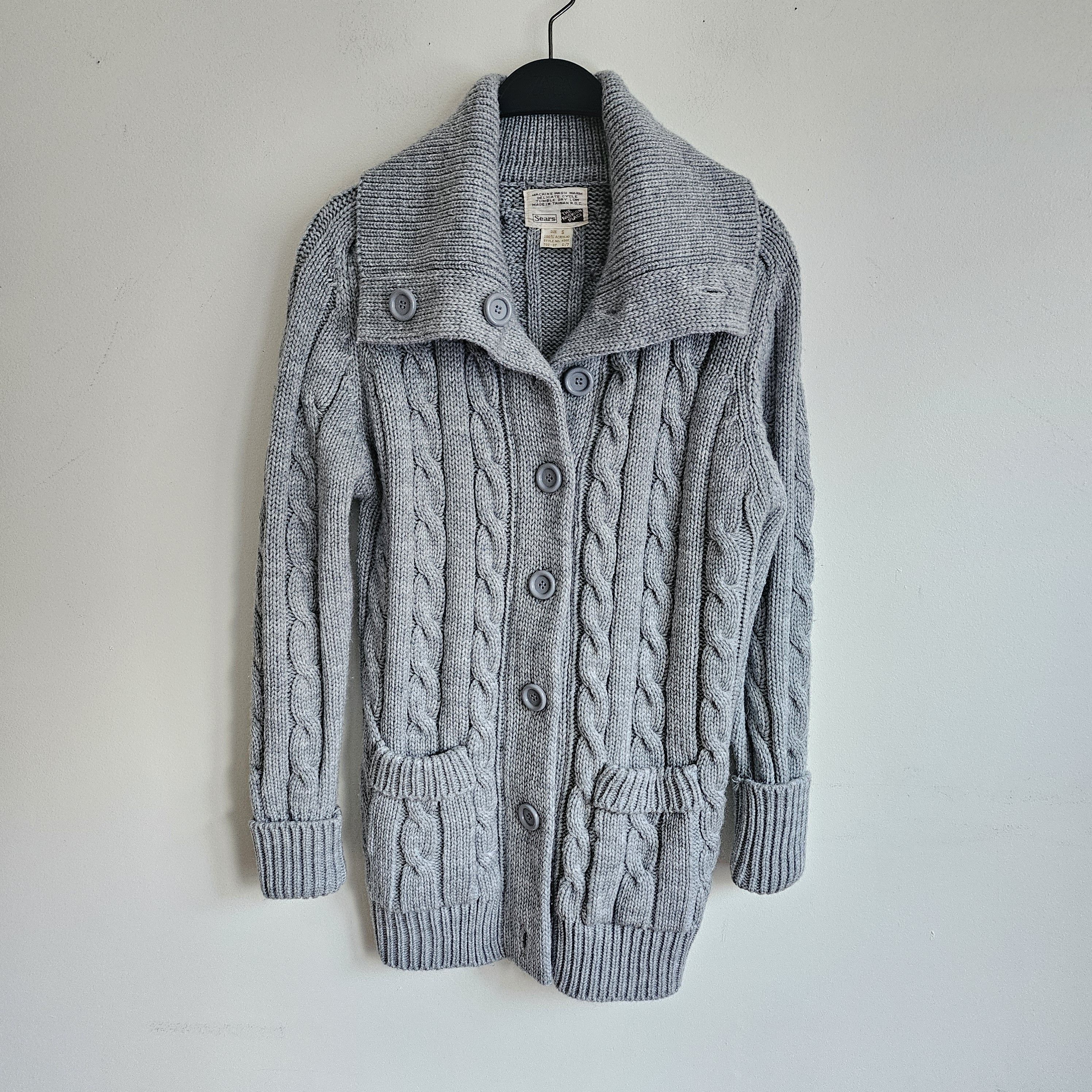 Sears × Vintage VTG 60s 70s Sears Cable Knit Cardigan Size S / US 4 / IT 40 - 3 Thumbnail