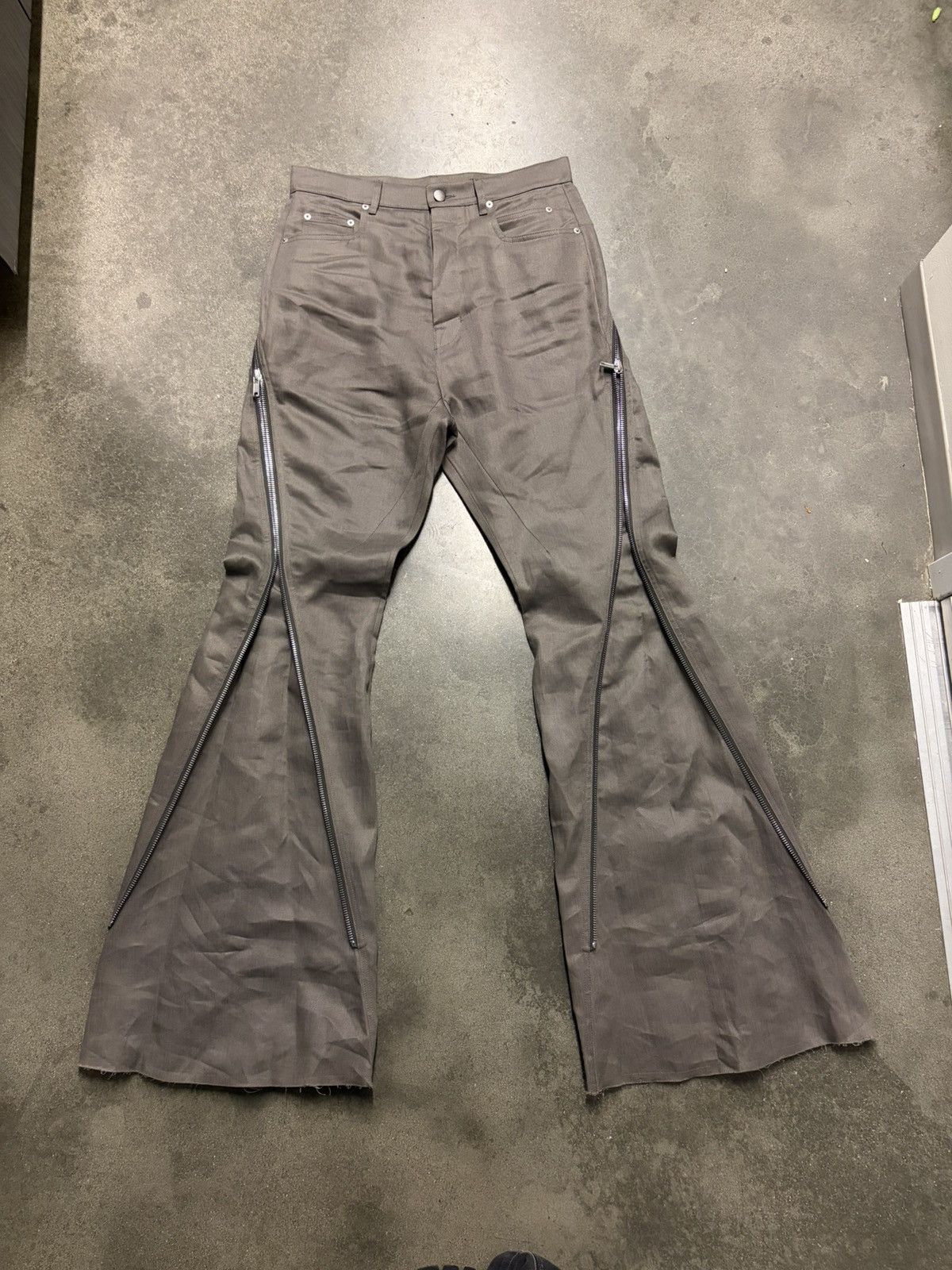 Rick Owens Hollywood Bolan Banana Gray Flared Pants