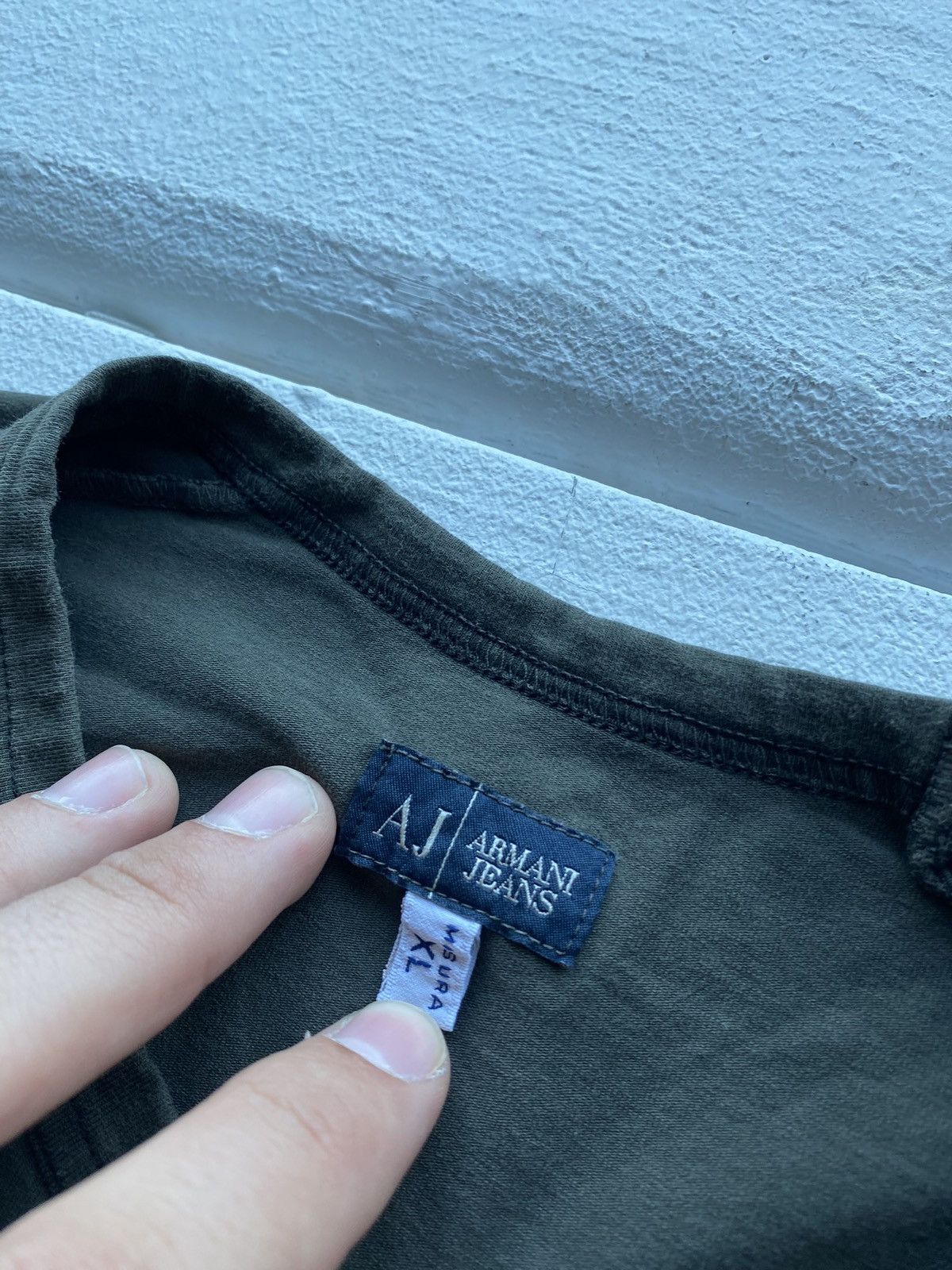 Designer × Giorgio Armani × Vintage VNTG Armani Jeans Green Womens Long Sleeve Tee Assymetrical Size L / US 10 / IT 46 - 5 Thumbnail