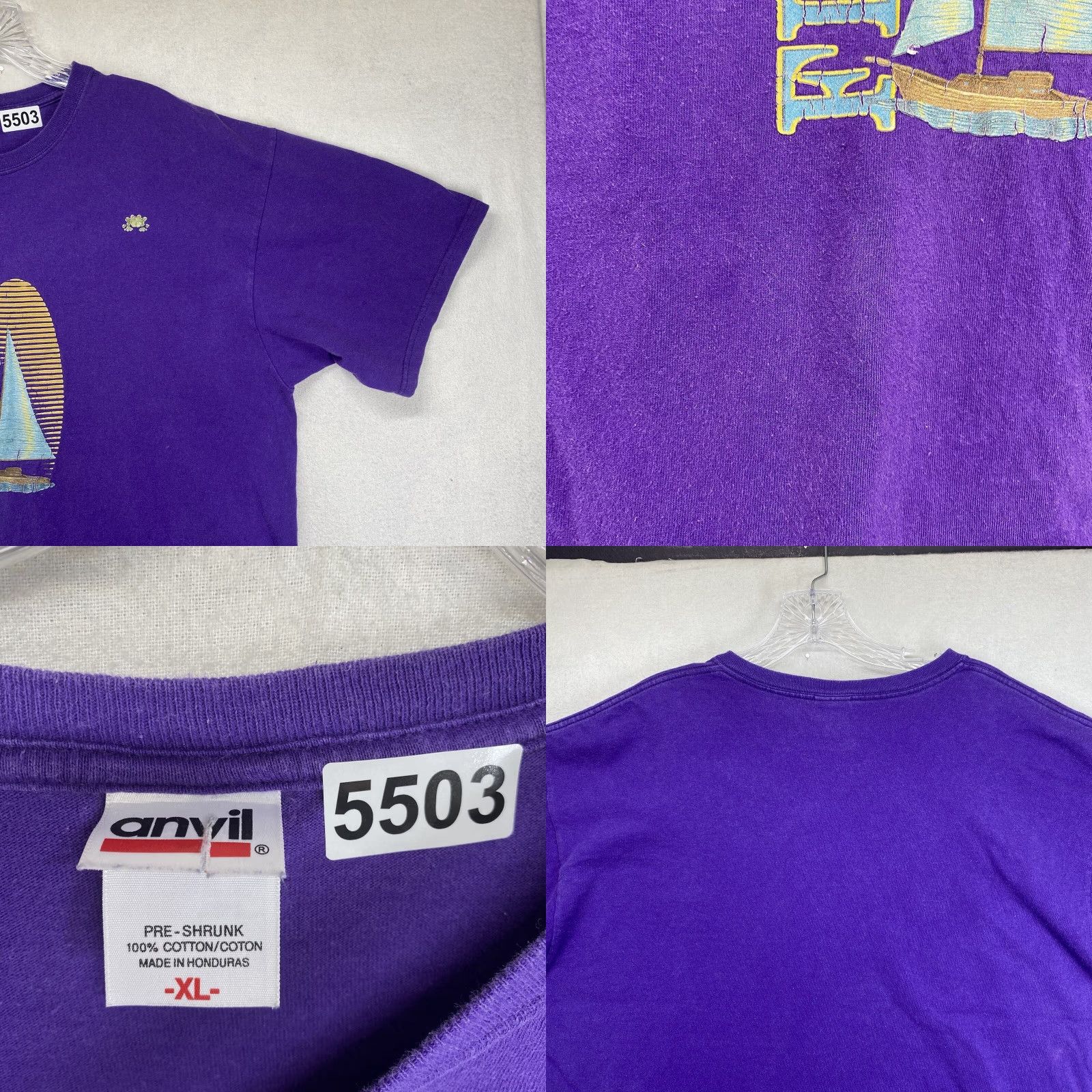 Anvil VINTAGE Florida T Shirt Mens Large 90s Sailboat Graphic Cotton Unisex Size US L / EU 52-54 / 3 - 8 Thumbnail