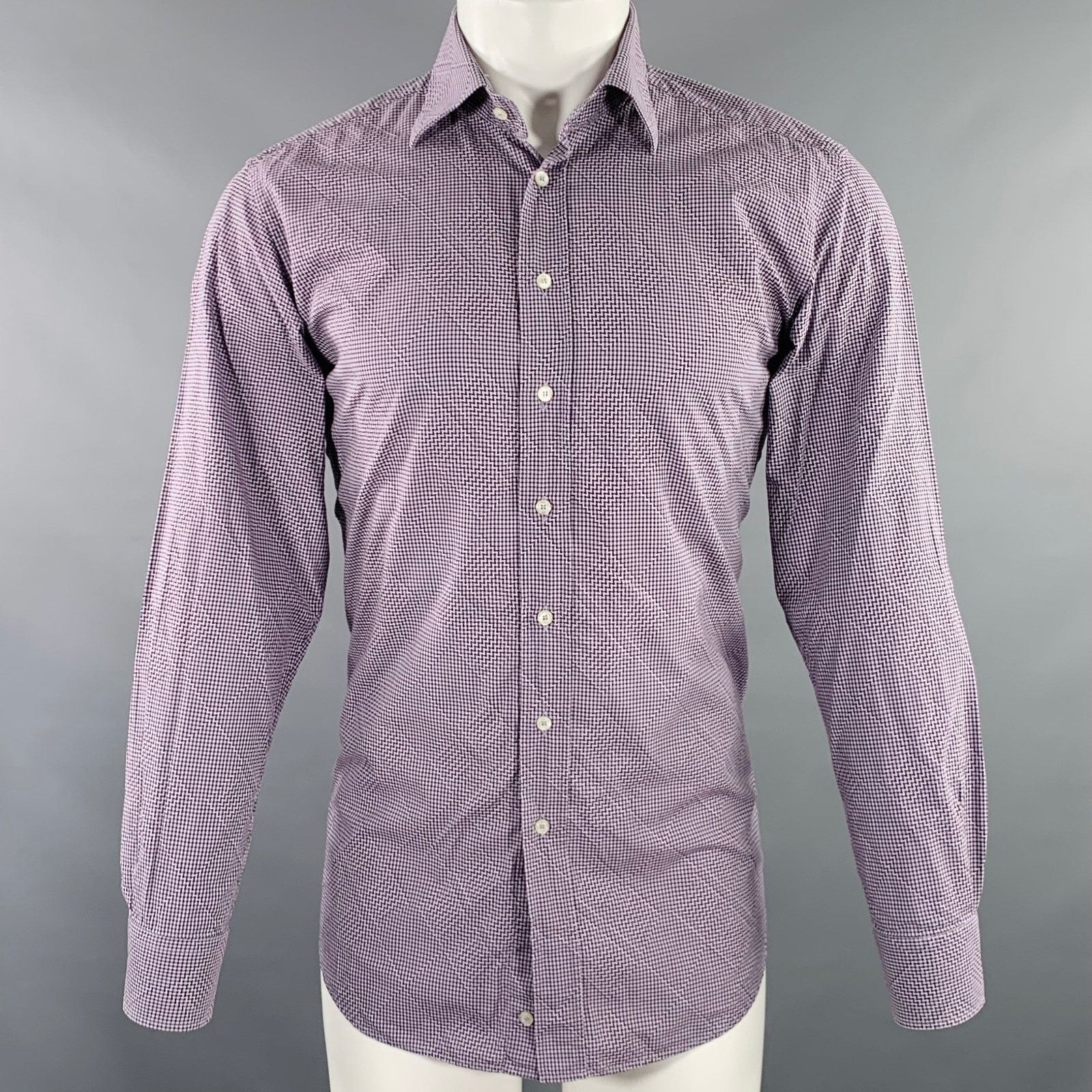 Etro Size M Purple Checkered Cotton Button Up Long Sleeve Shirt Size US M / EU 48-50 / 2 - 1 Thumbnail