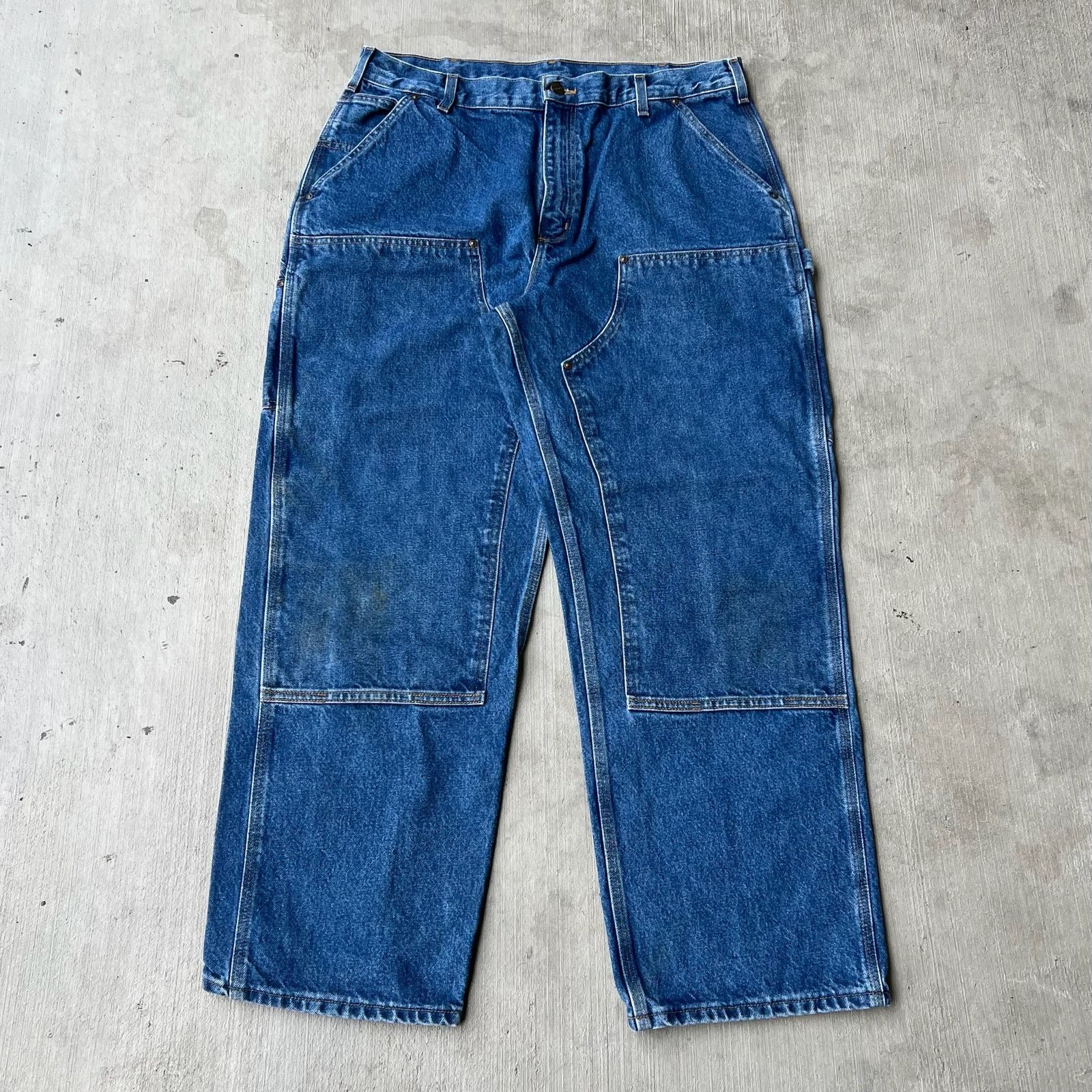 Carhartt × Vintage Carhartt denim blue jean double knee work carpenter pants Size US 35 - 1 Thumbnail