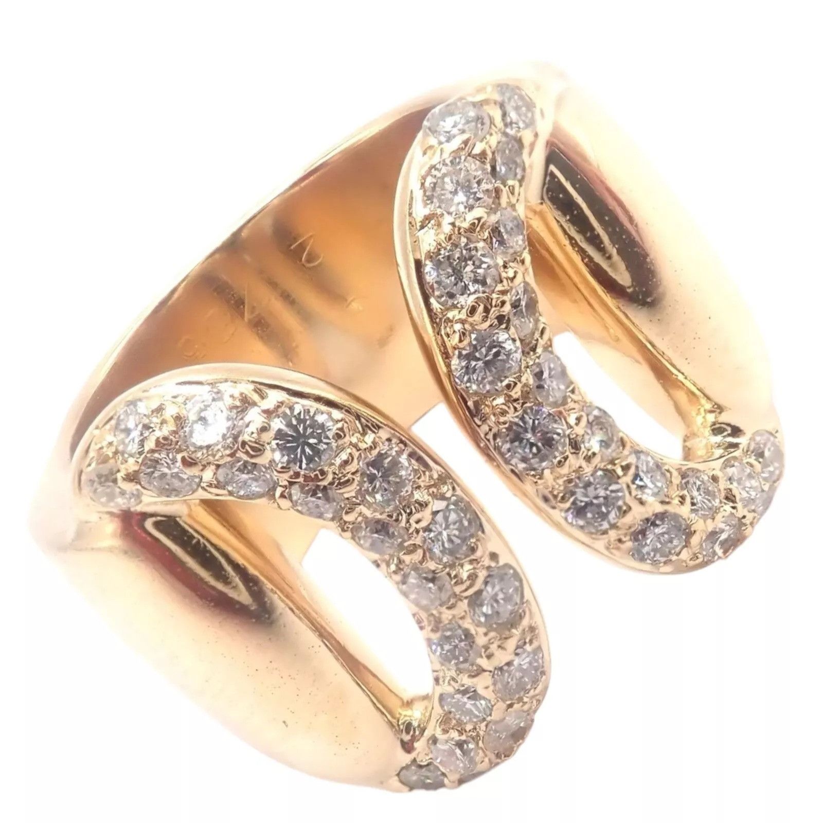 Hermes Hermes 18k Yellow Gold Diamond Horse bit Wide Band Ring Size ONE SIZE - 1 Thumbnail