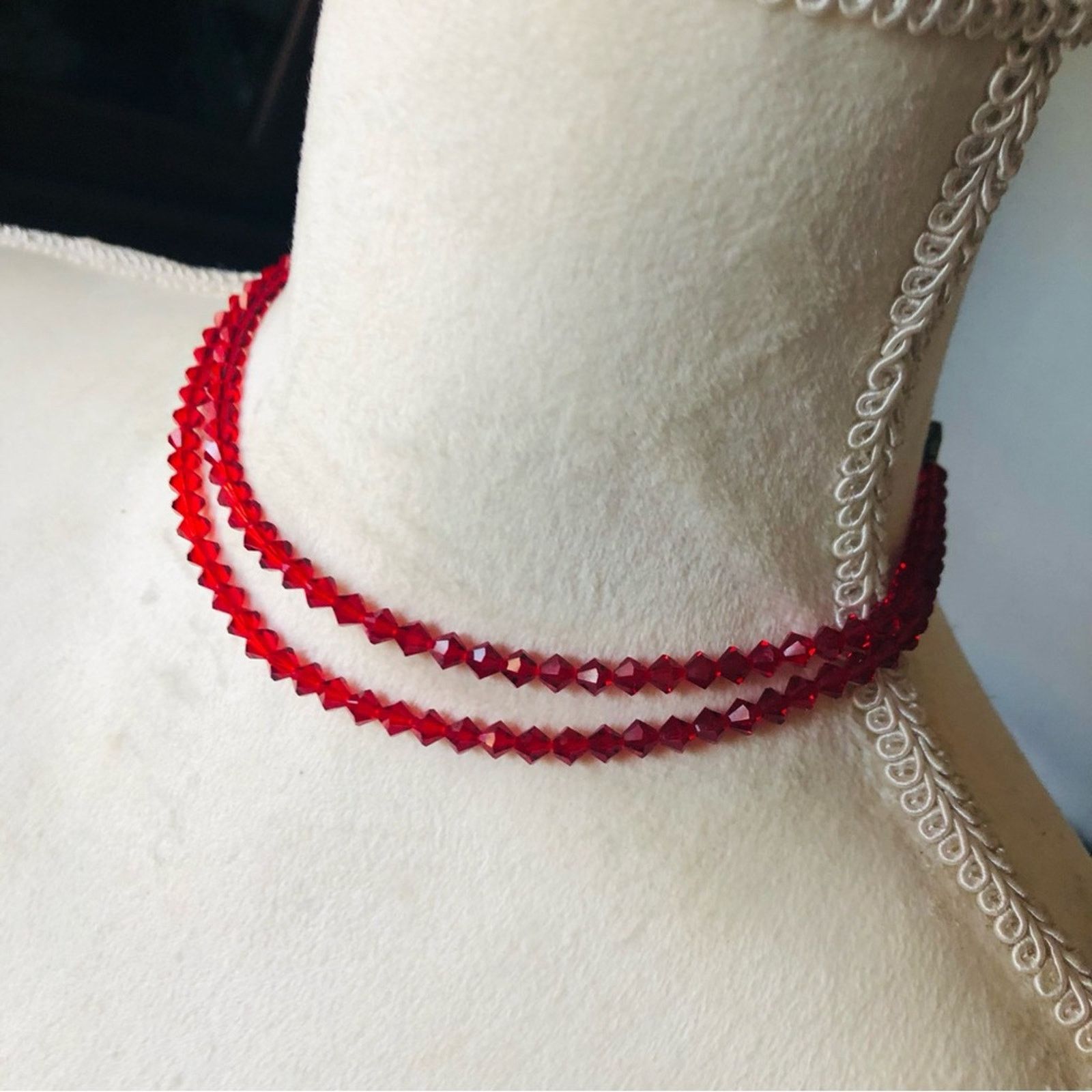 Vintage Vintage red bicone crystal choker and earring set Size ONE SIZE - 5 Thumbnail