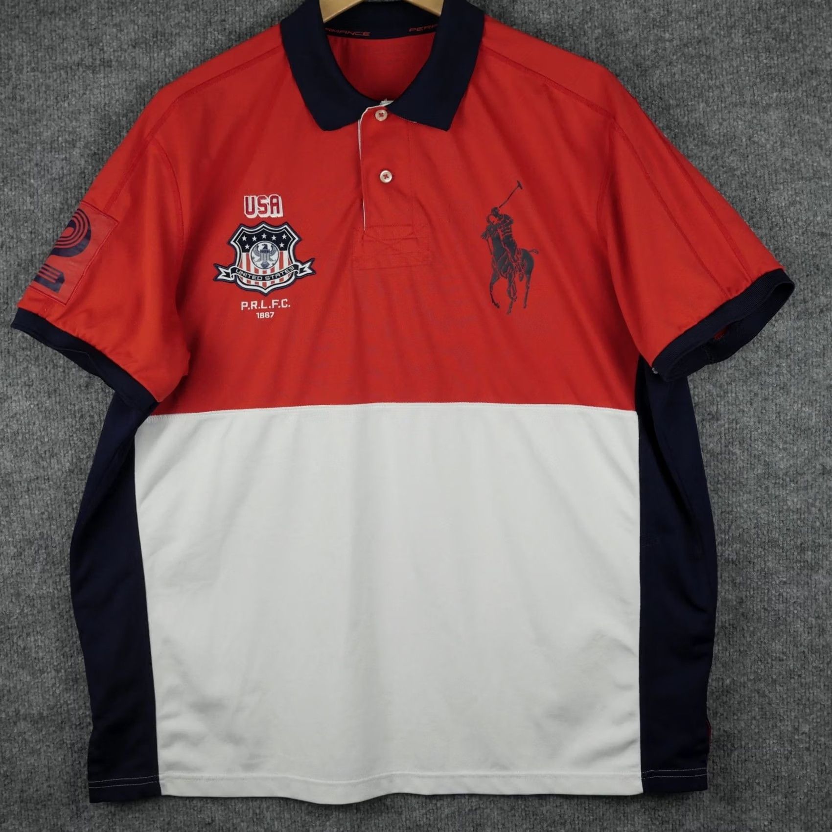 Polo Ralph Lauren Ralph Lauren Polo Shirt Mens XL USA Colorblock Performance Outdoors Polo Shirt Colorblock USA 2 Big Pony Embroidered Logo Size US XL / EU 56 / 4 - 2 Thumbnail