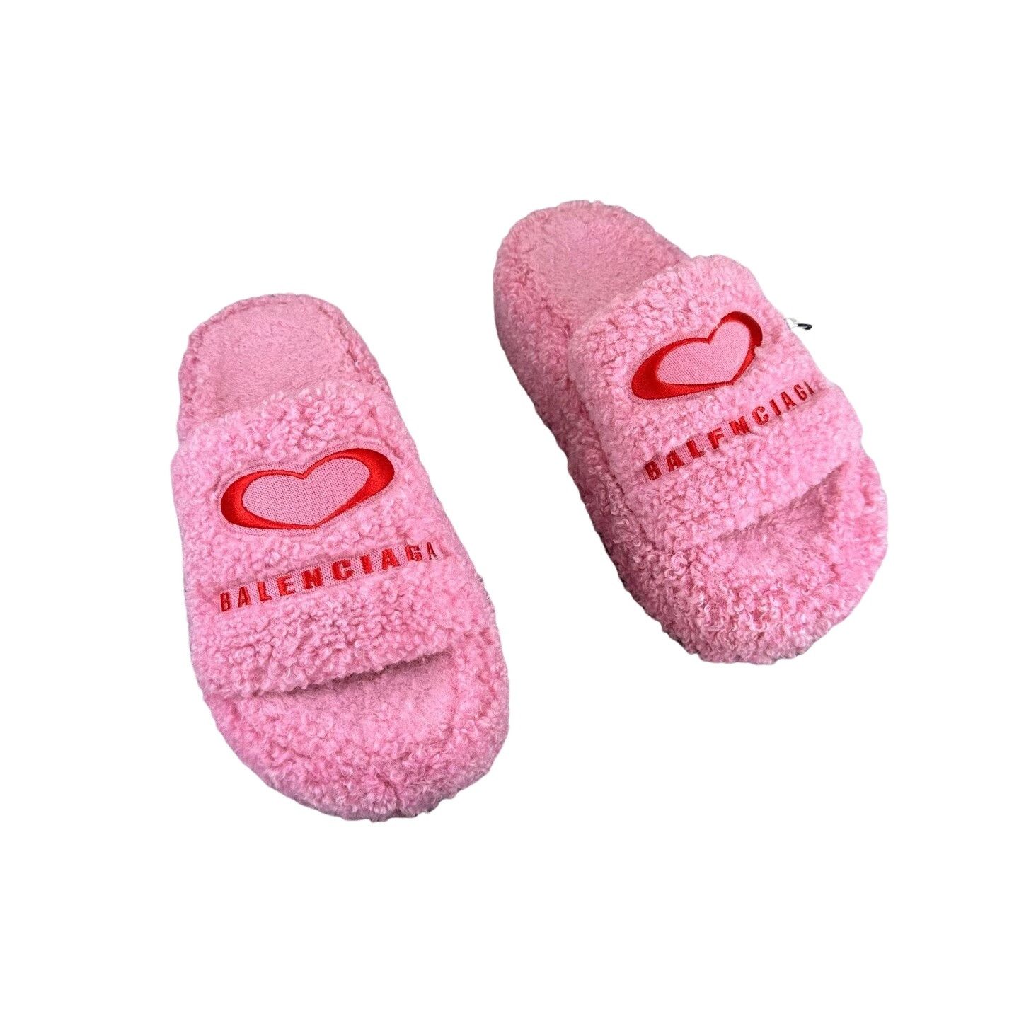Balenciaga Balenciaga Pink Heart Furry Slides Size 38 Size US 8 / IT 38 - 1 Thumbnail