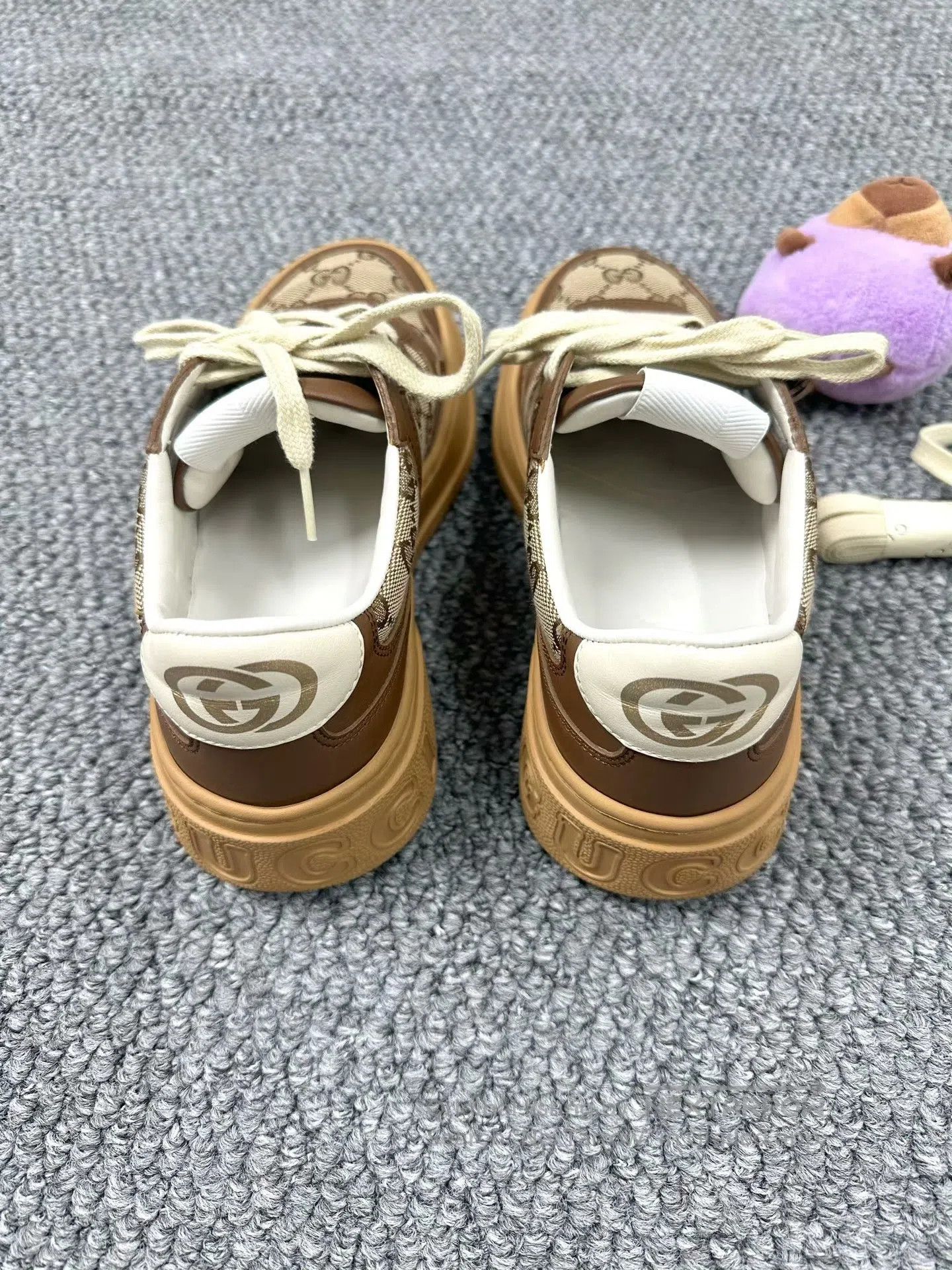Gucci Guicci Brown Double G Full Print Biscuit Shoes| Size US 6 / IT 36 - 4 Thumbnail