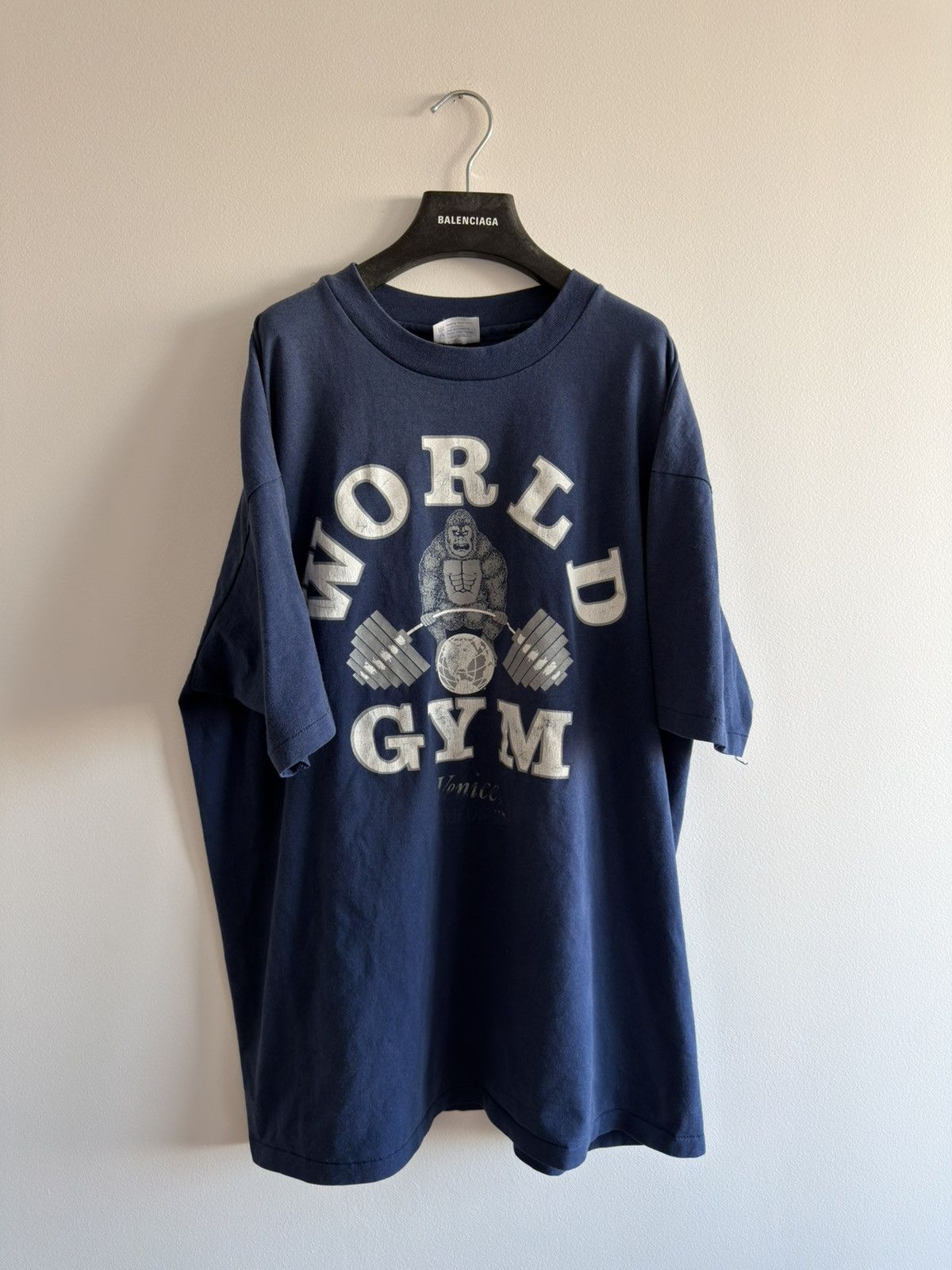 Vintage *RARE* 1980s 90s VINTAGE WORLD GYM GORILLA NAVY BODYBUILDING Size US XXL / EU 58 / 5 - 1 Thumbnail