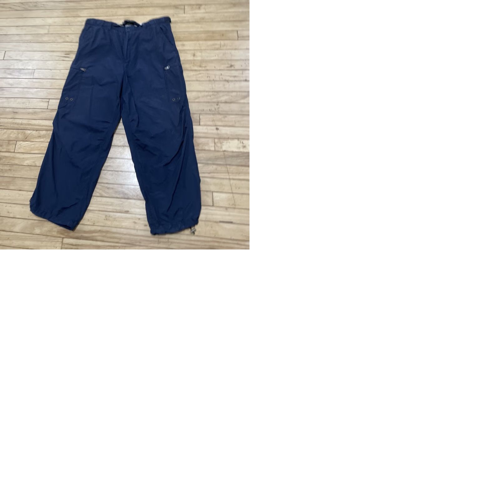 Old Navy VINTAGE Old Navy Brand vtg Y2k Cargo Pants Men L Baggy Paratrooper Navy Blue Belted Zip Pockets Tech 38x29 Size US 33 - 12 Thumbnail