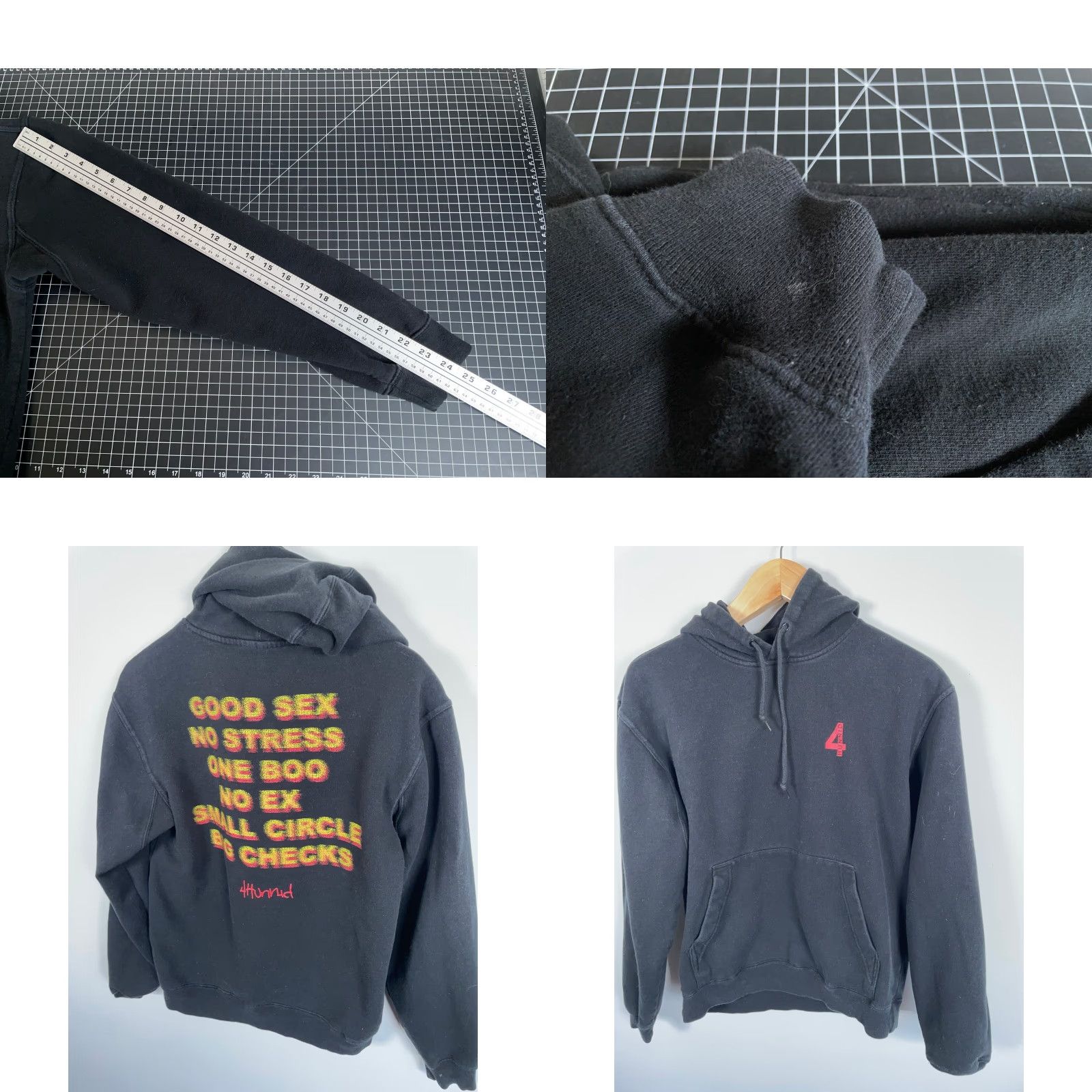 Vintage 4Hunnid Hoodie Men's Medium Black Graphic Print Crew Neck Pullover Sweatshirt Hip Hop Retro Heavyweight Pockets Size US M / EU 48-50 / 2 - 8 Thumbnail