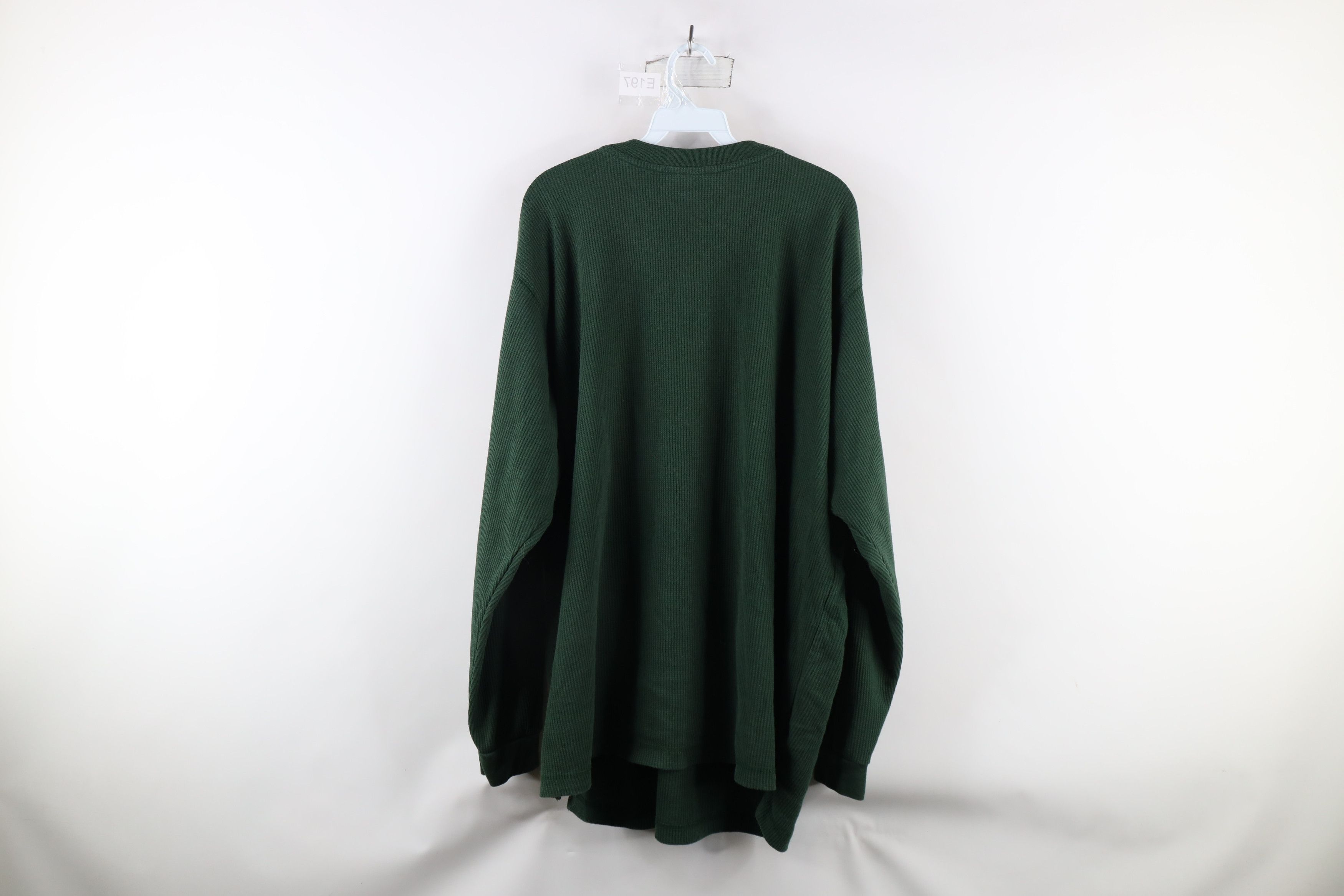 Vintage Vintage 90s Streetwear Waffle Knit Henley T-Shirt Green Size US XXL / EU 58 / 5 - 6 Thumbnail