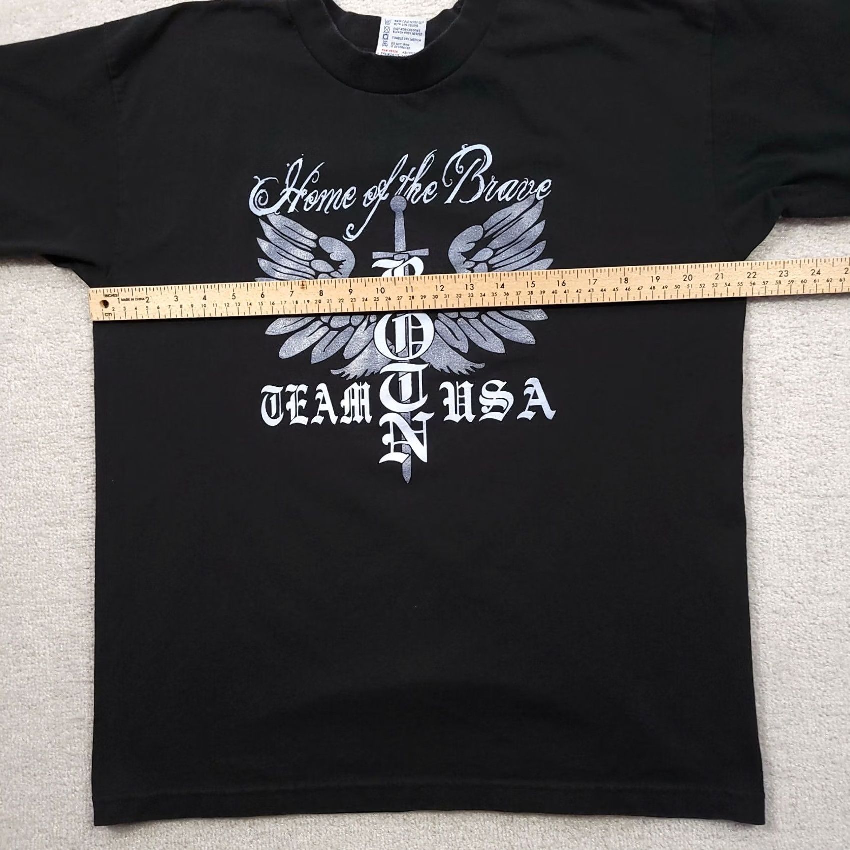 Vintage VINTAGE Baysides USA T Shirt Mens Large Black Home of The Brave Short Sleeve Size US L / EU 52-54 / 3 - 3 Thumbnail