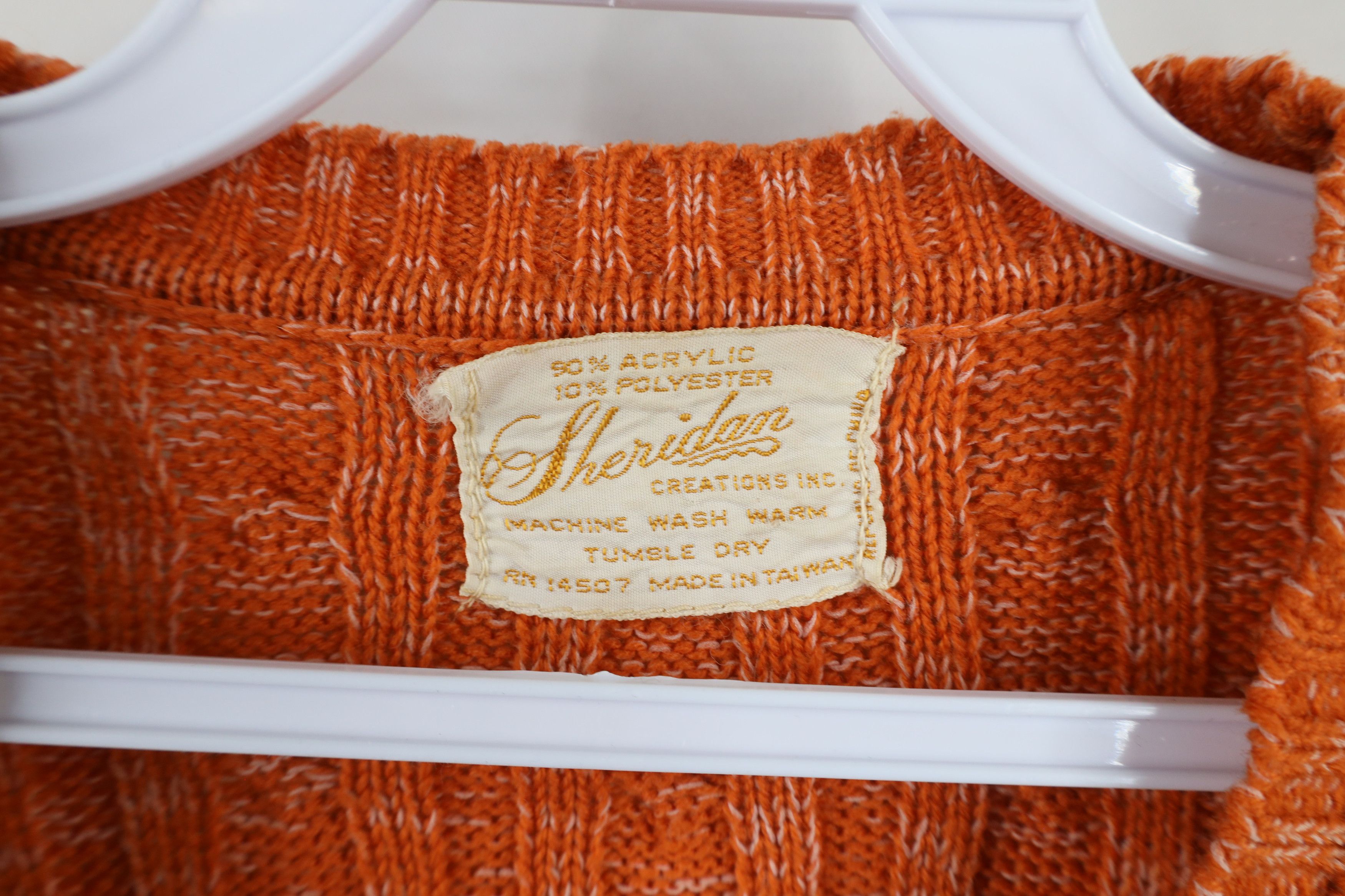 Vintage Vintage 70s Streetwear Cable Knit Cardigan Sweater Orange Size M / US 6-8 / IT 42-44 - 9 Thumbnail