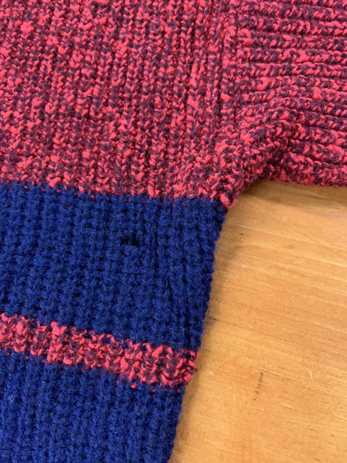 Vintage Vintage Blue Stripe Rugby Knit Sweater Size US XL / EU 56 / 4 - 1 Thumbnail