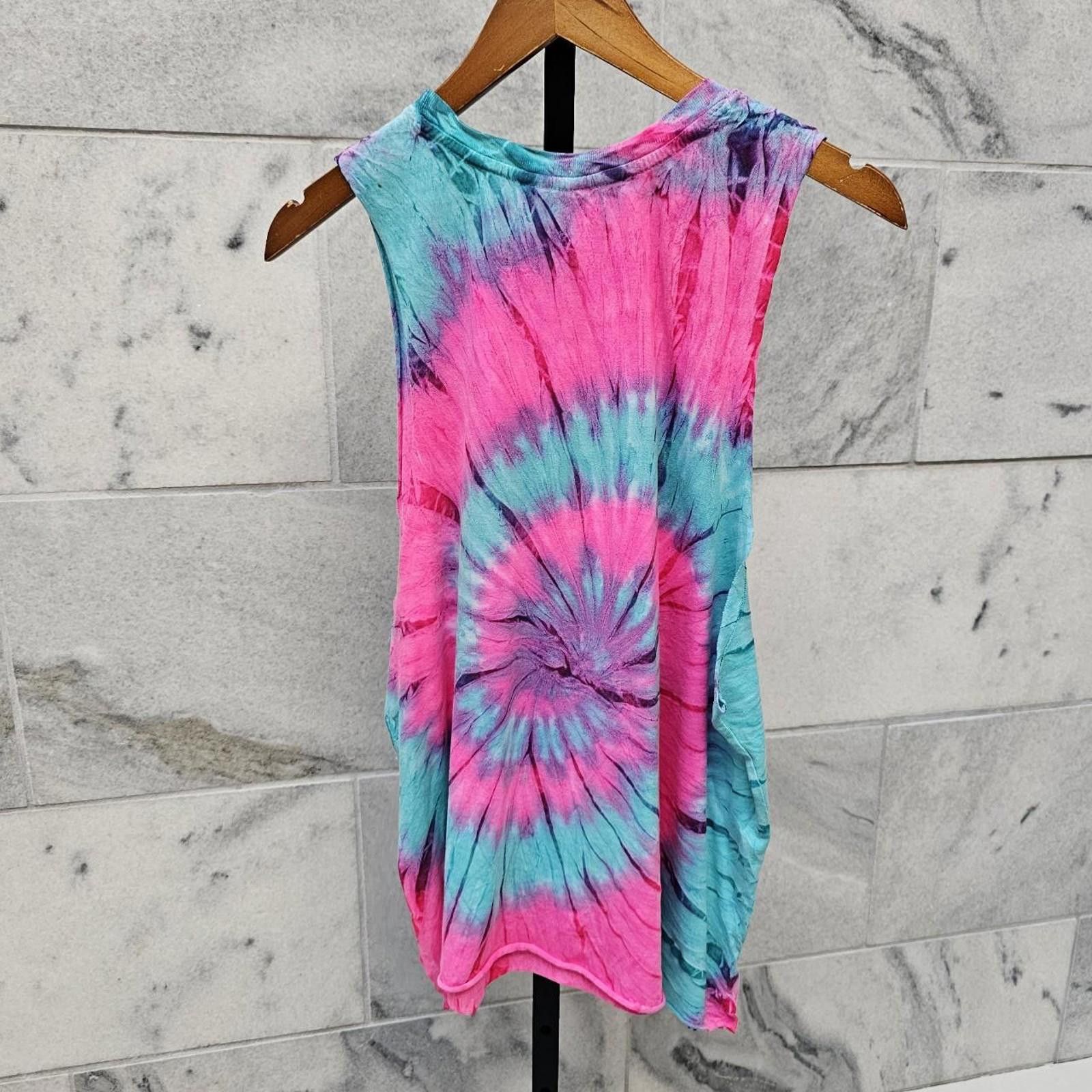 Designer Tie-Dye Tybee Island Time Pink and Blue Tank Top Size US S / EU 44-46 / 1 - 3 Thumbnail