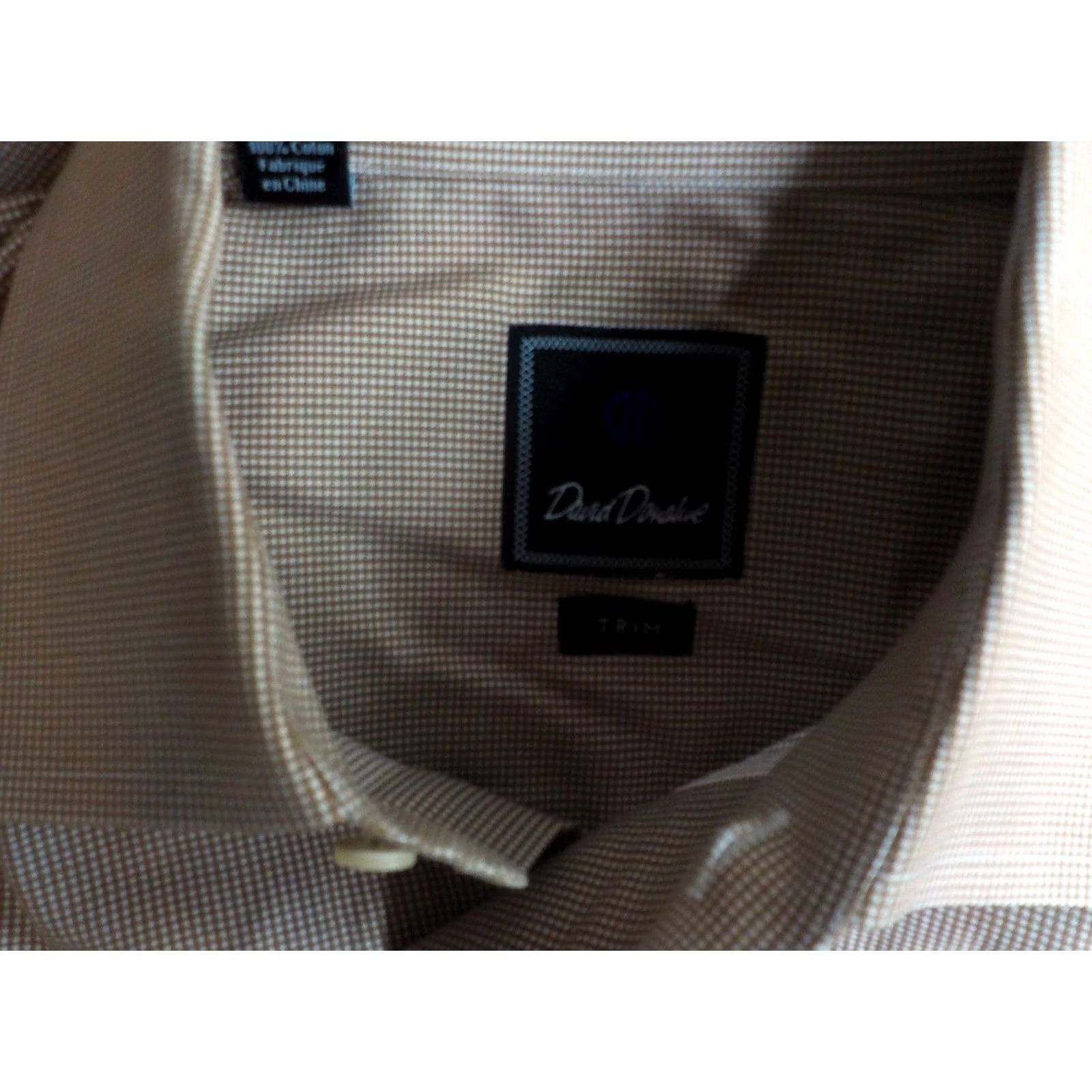 David Donahue DAVID DONAHUE Dress Shirt LS Brown/White Cotton 100% 15 1/2-34/35 Men Shirt Regular Medium? Size 40R - 5 Thumbnail