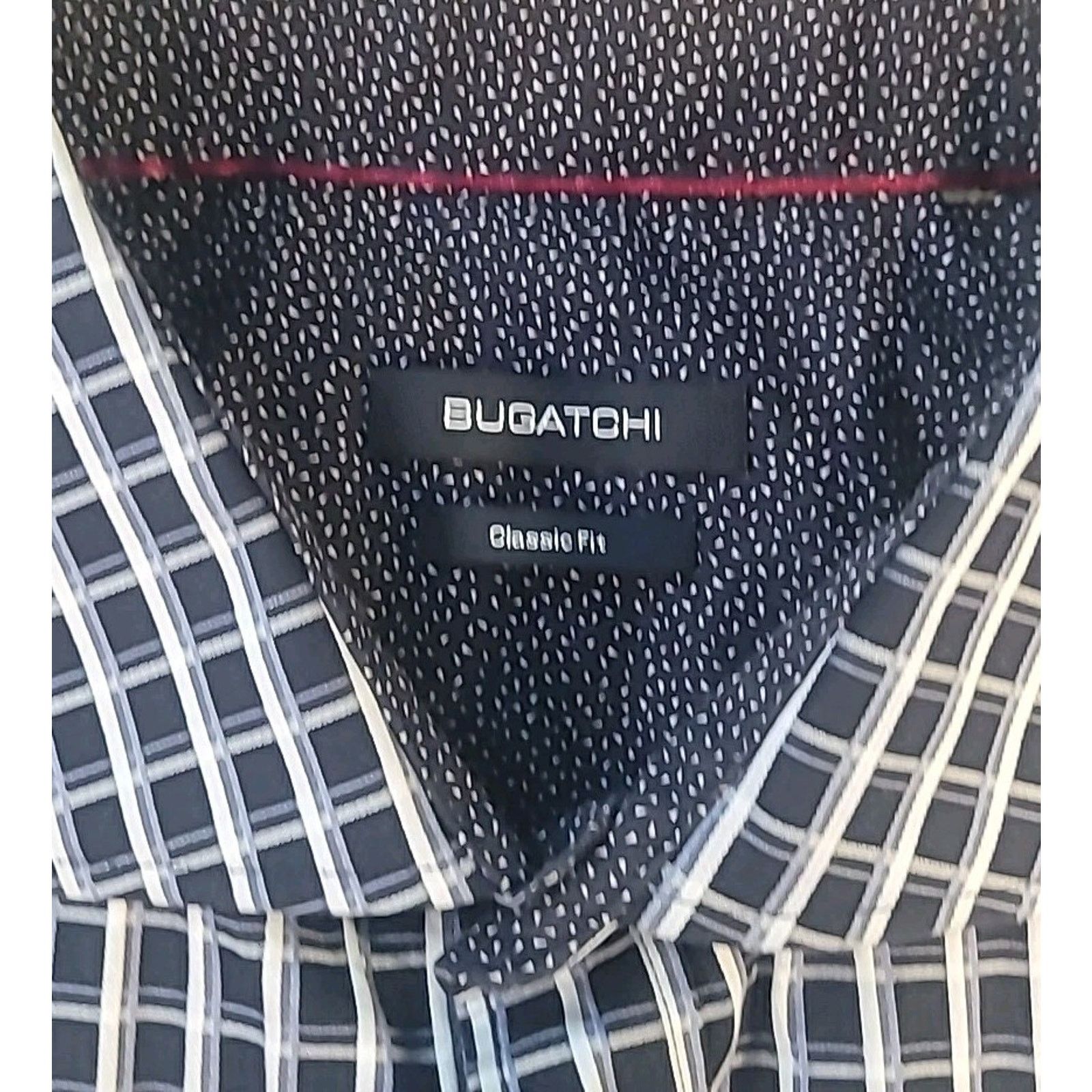 BUGATCHI Bugatchi Mens XL Dress Shirt Black White Check Flip Cuff Size US XL / EU 56 / 4 - 5 Thumbnail