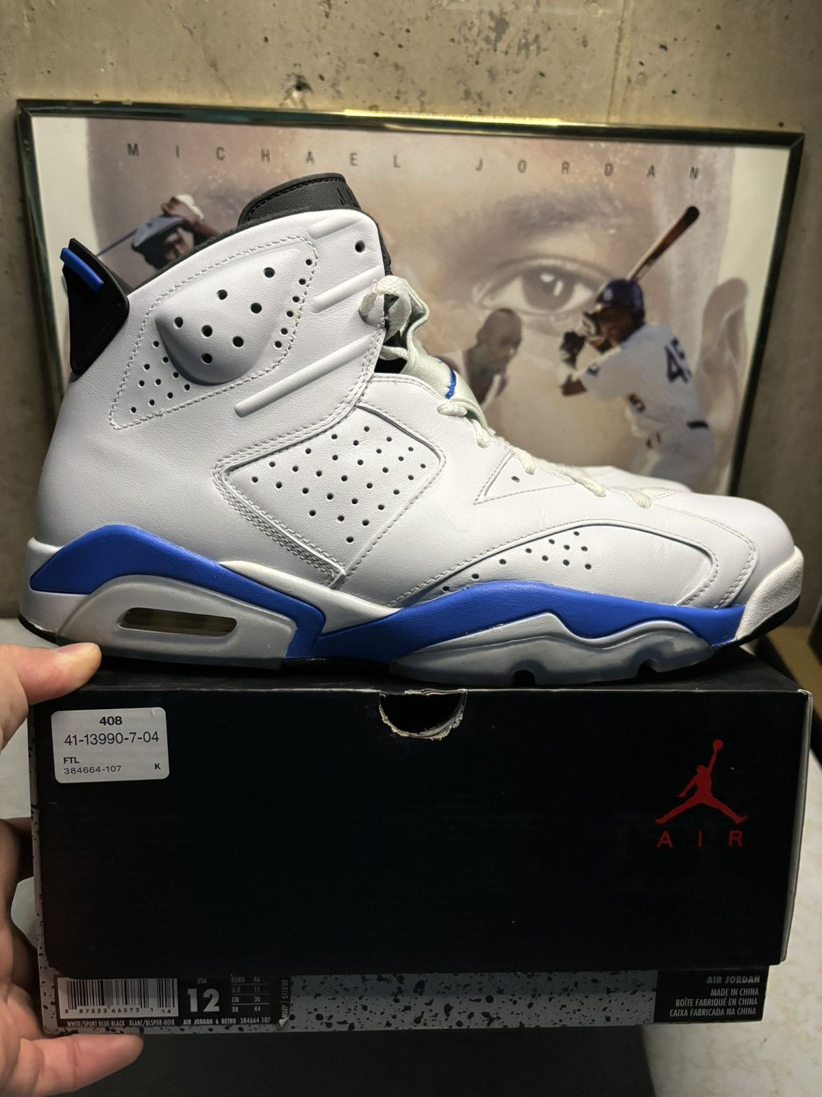Jordan Brand Air Jordan 6 Retro 2014 Sport Blue 2014 Size US 12 / EU 45 - 1 Thumbnail