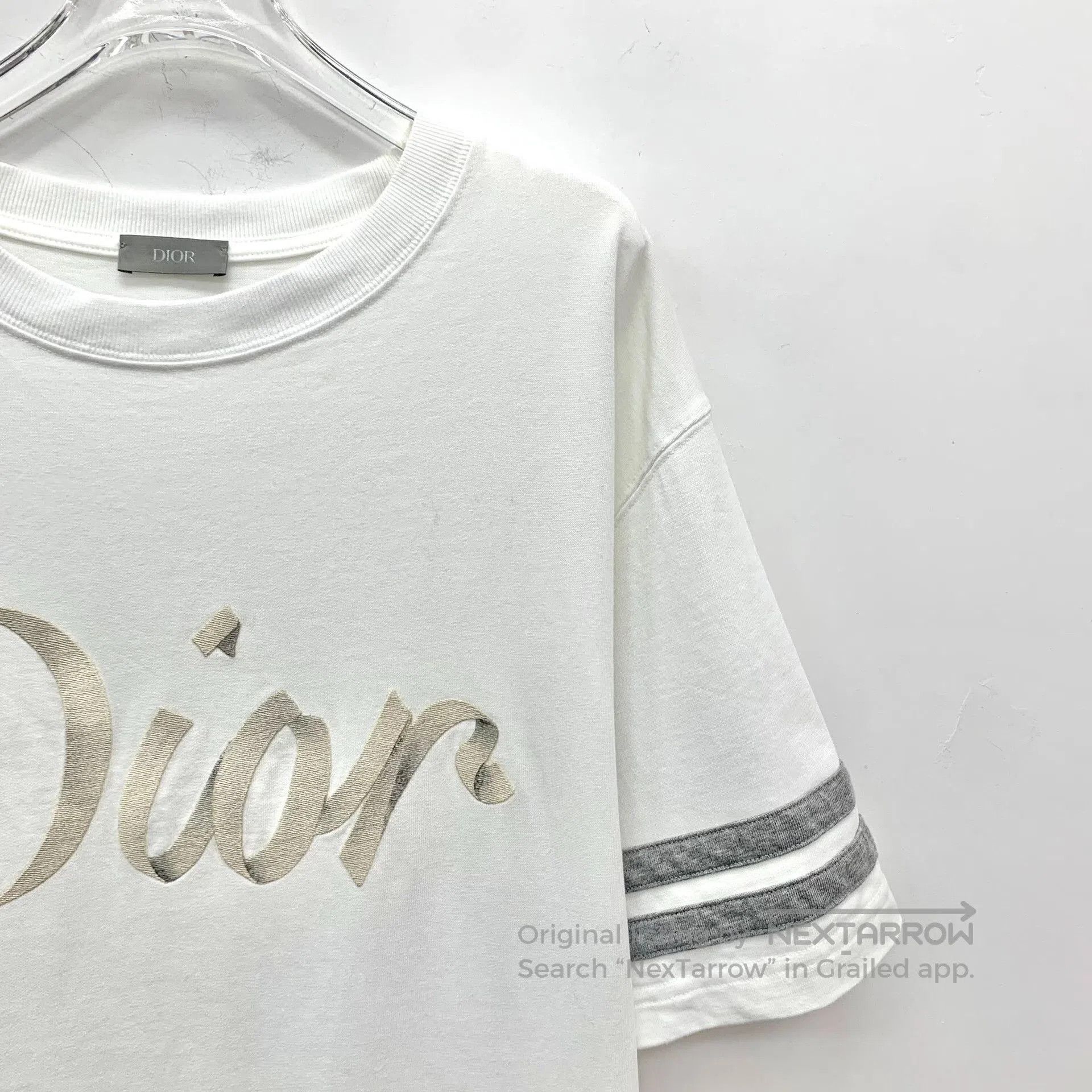Dior Dior White Logo Striped Cotton T-shirt. Size US L / EU 52-54 / 3 - 3 Thumbnail
