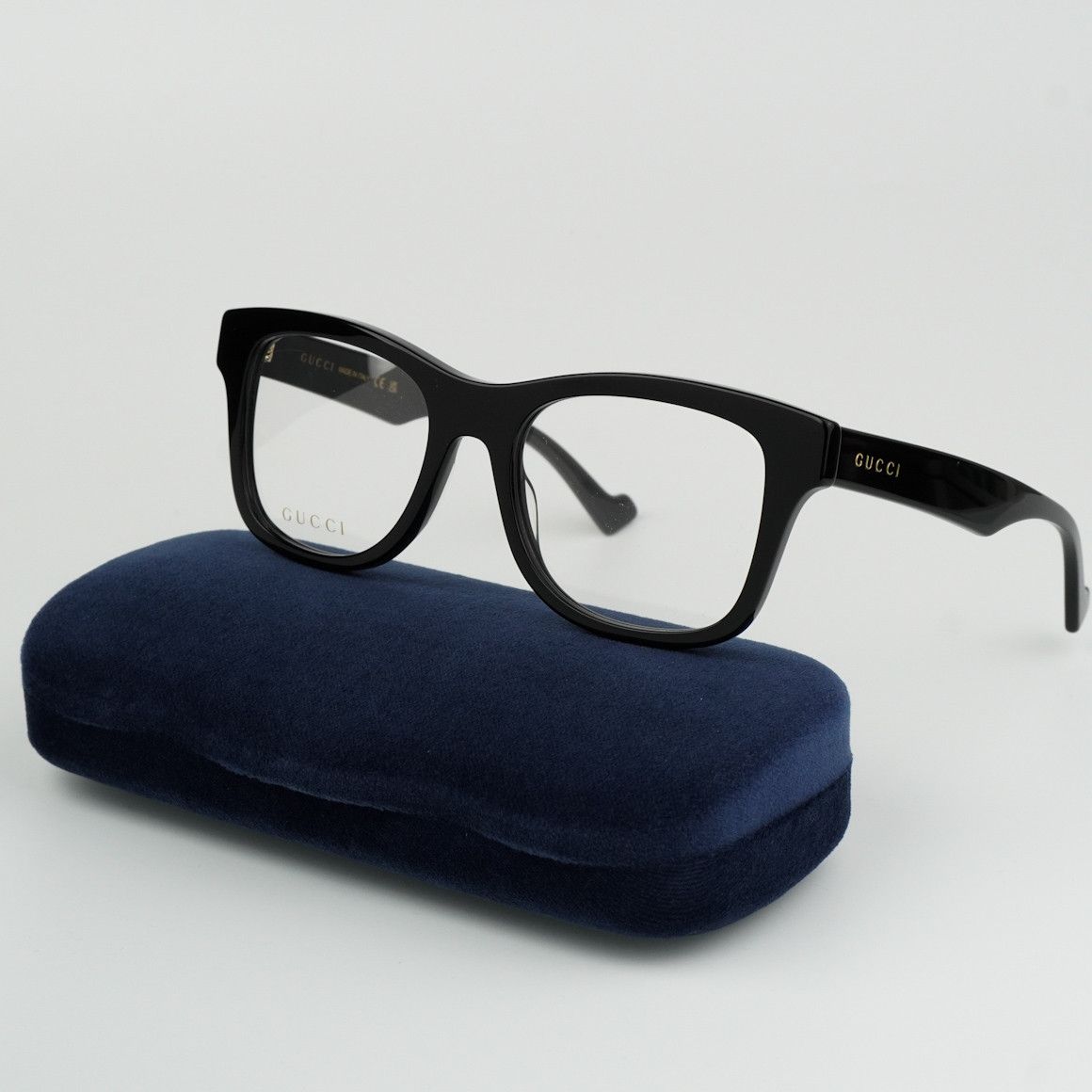 image of New Gucci Gg1332O 004 Black Square Men Eyeglasses GG 1332O in Black/Demo Lenses