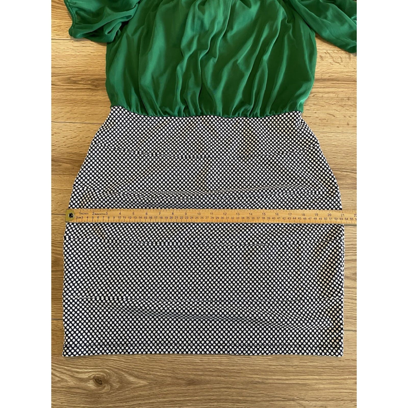 Vintage Enfocus Studio Sheer Sleeve Green Dress Black White Polka Dots Size 14 Size XL / US 12-14 / IT 48-50 - 6 Thumbnail