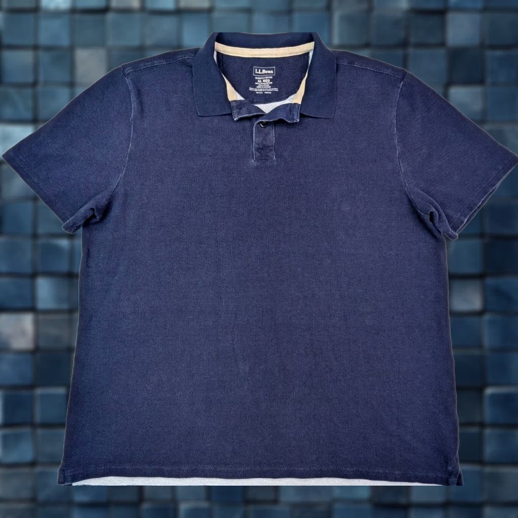 Vintage LL Bean Polo Shirt Men XL Reg Short Sleeve 100% Cotton Blue Polo Shirt Classic Preppy Shirt Size US XL / EU 56 / 4 - 1 Thumbnail