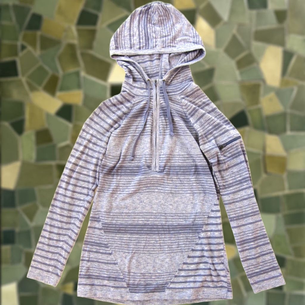 Athleta Athleta Purple Striped Stretch Hoodie Sweatshirt S Size S / US 4 / IT 40 - 1 Thumbnail