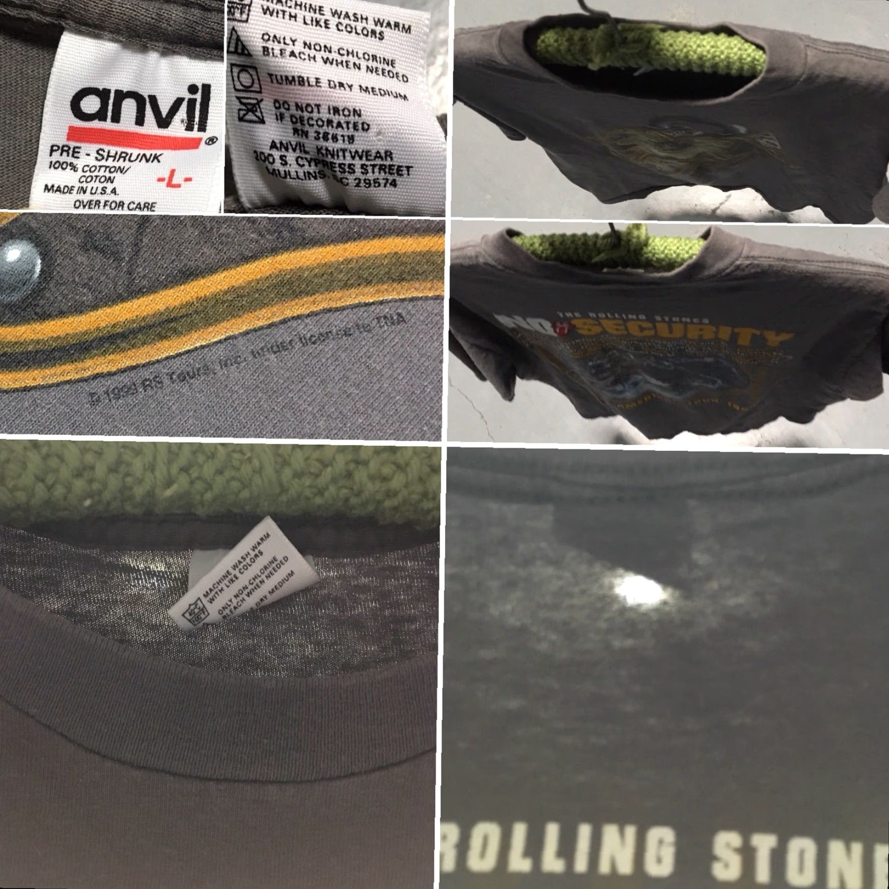 Anvil VINTAGE The Rolling Stones No Security North American Tour 1999 T Shirt L Men Gray 1990s Graphic Tee Anvil USA Size US L / EU 52-54 / 3 - 6 Thumbnail