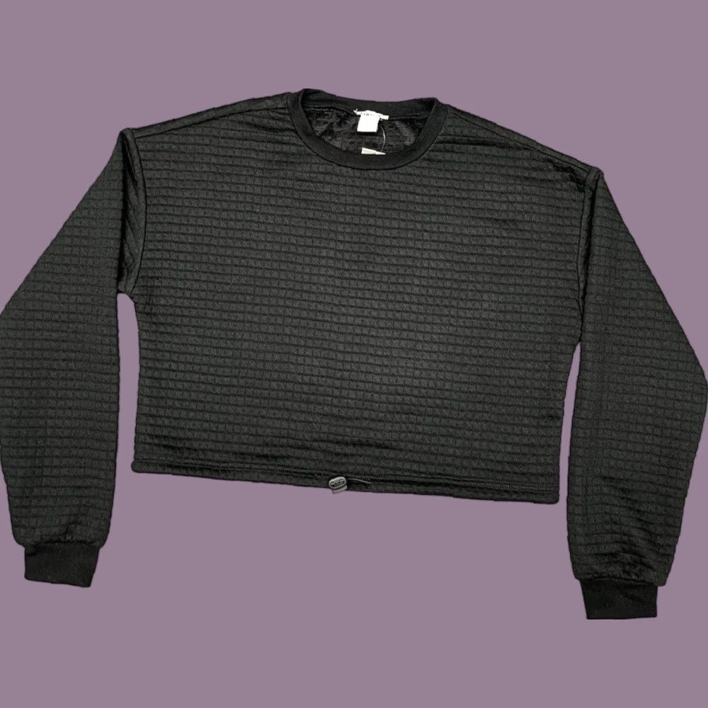 Vintage Rue21 Sweatshirt Womens Cropped M Black Long Sleeve Bungee Toggle Quilted New Size M / US 6-8 / IT 42-44 - 1 Thumbnail