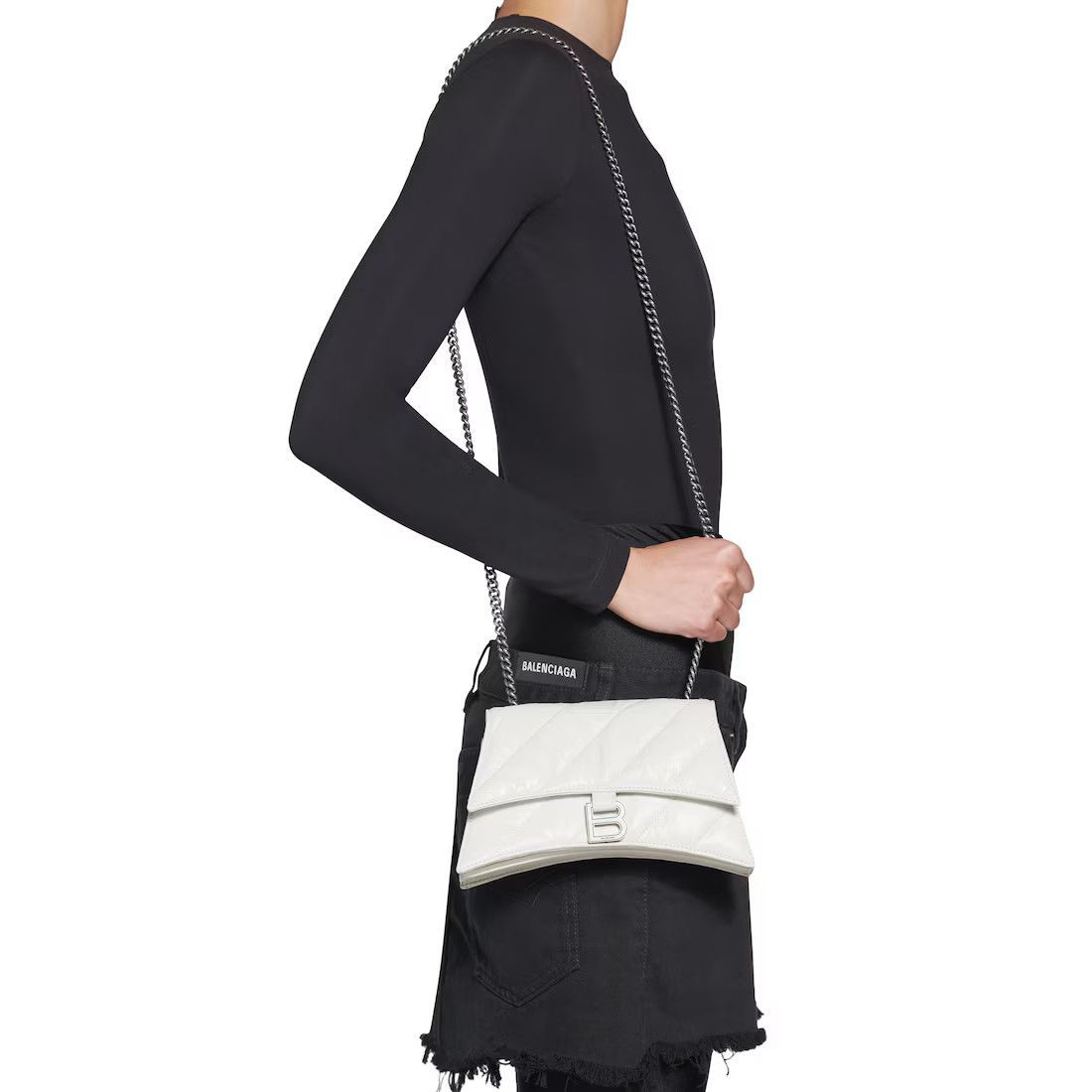 Balenciaga o1srvl11e0525 Size: OS / Crush XS Chain Bag Quilted White Size ONE SIZE - 5 Thumbnail
