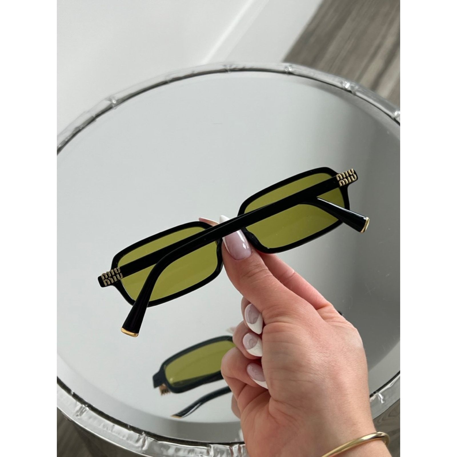 Miu Miu NEW Miu Miu MU11ZSF Regard Black Green Sunglasses $489 Size ONE SIZE - 3 Thumbnail