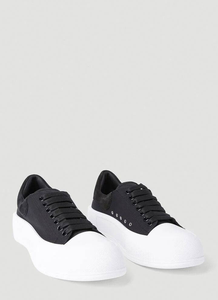 Alexander McQueen o1w1db10725 Deck Lace Up Plimsoll in Black/White Size US 9.5 / EU 42-43 - 2 Thumbnail
