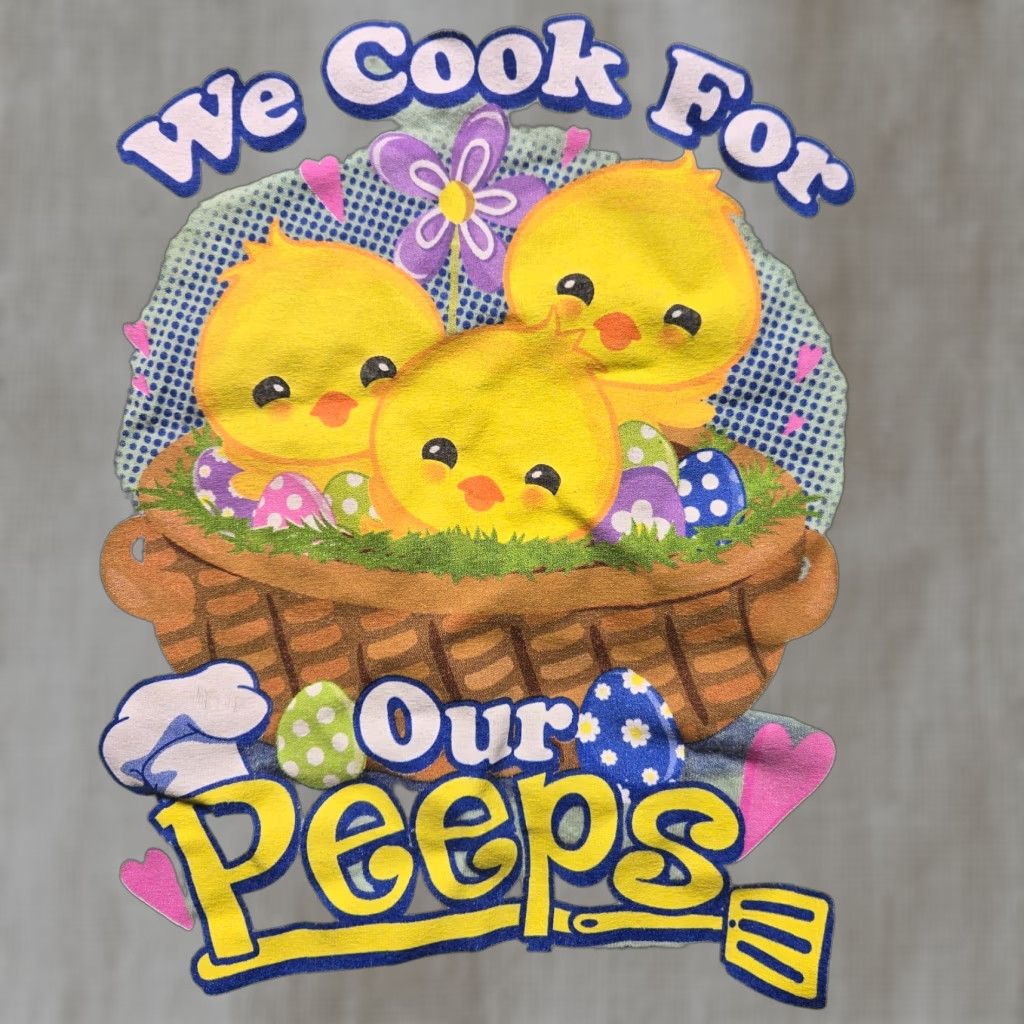 Vintage We Cook For Our Peeps Easter Cafeteria Lunch Lady Shirt Adult Large Green Womens T-Shirt Size L / US 10 / IT 46 - 1 Thumbnail