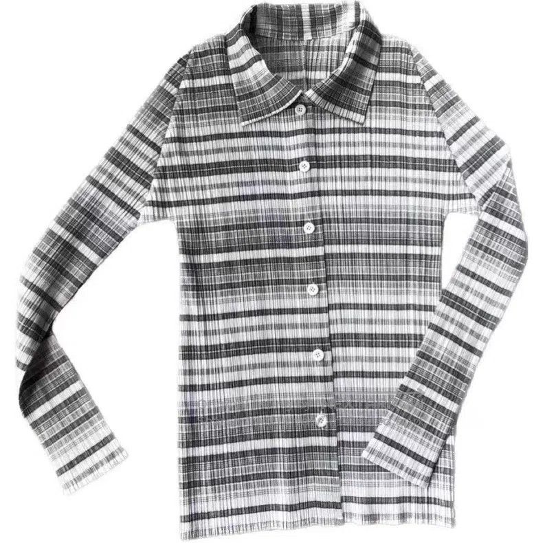 Issey Miyake Issey Miyake Striped Gradient Pleated Shirt Size L / US 10 / IT 46 - 1 Thumbnail