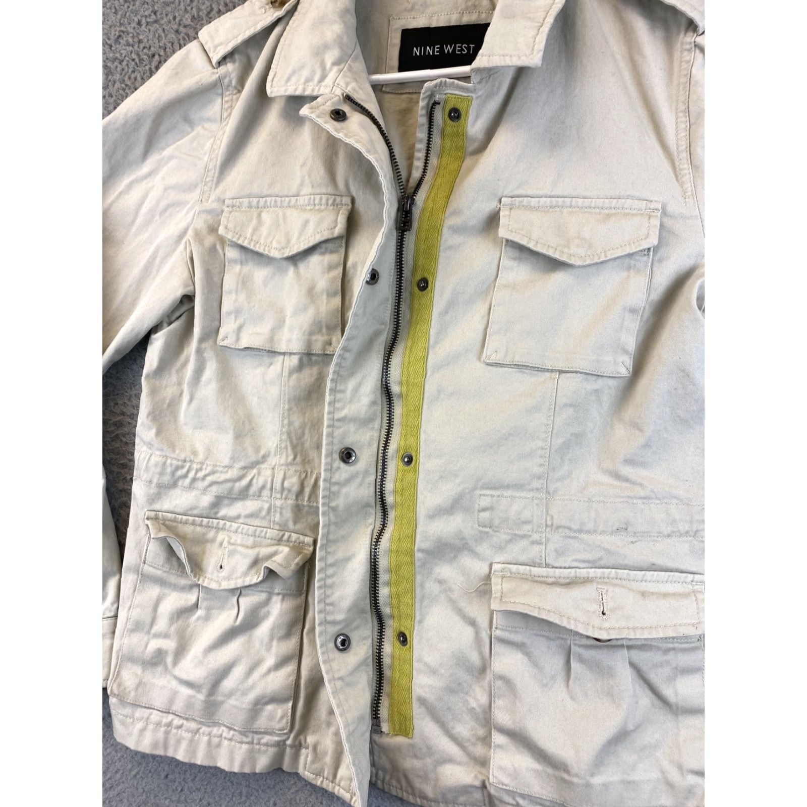 Nine West VINTAGE Nine West Army Tan Utility Jacket Womens M - Cotton Military Jacket, Tan, Size M, Army Theme, Blue Accent? Size M / US 6-8 / IT 42-44 - 5 Thumbnail