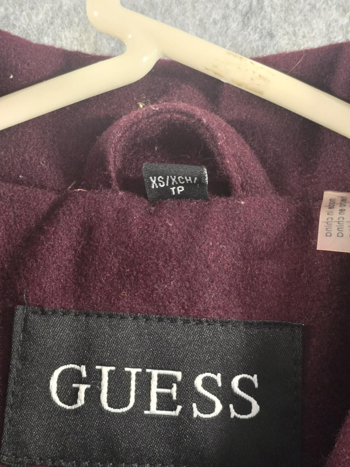 Guess GUESS Asymmetrical Belted Wool Walker Trench Coat Wine Size XS / US 0-2 / IT 36-38 - 4 Thumbnail
