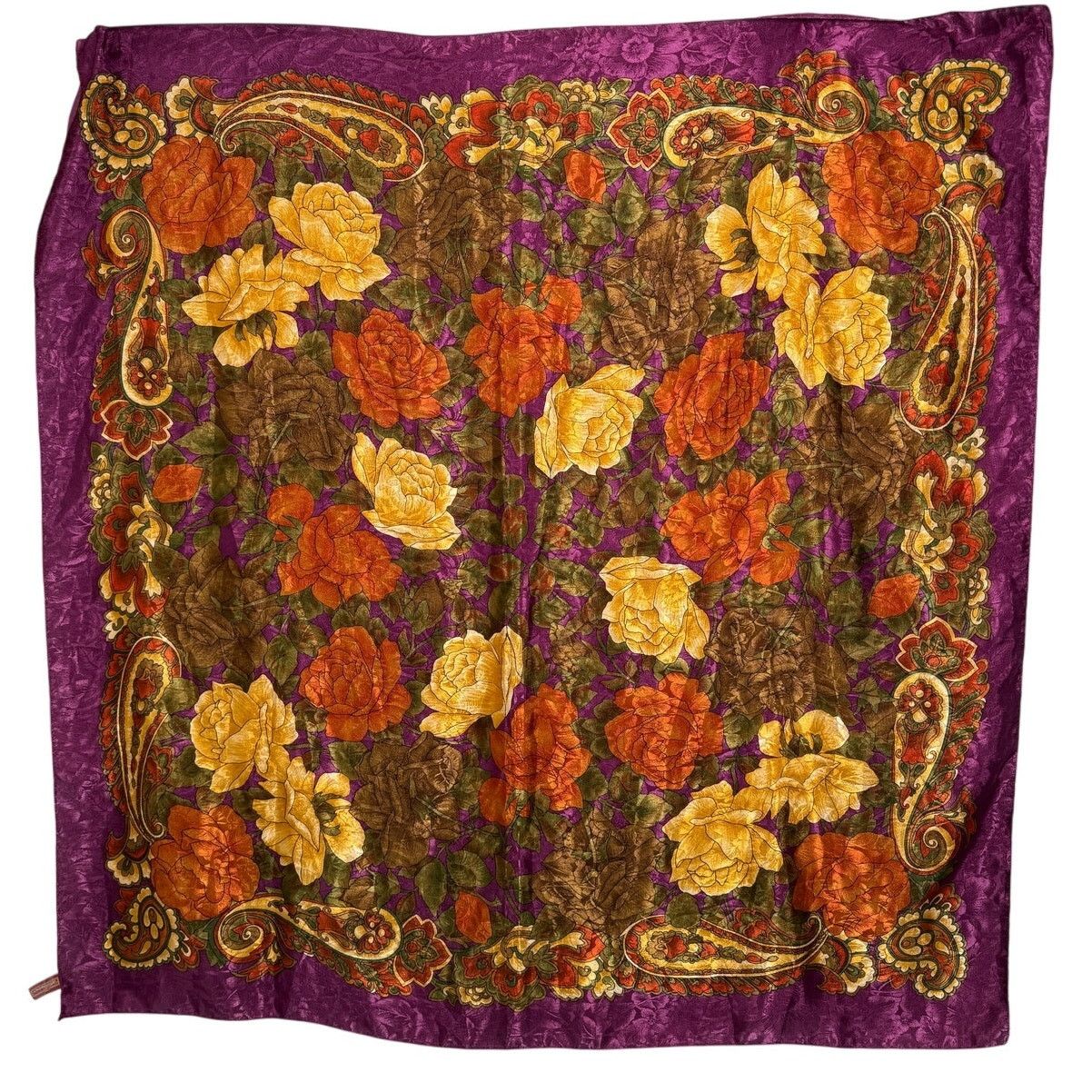 Vintage × Worthington Vintage XL jacquard satin paisley floral scarf wrap 46” sq Size ONE SIZE - 2 Thumbnail
