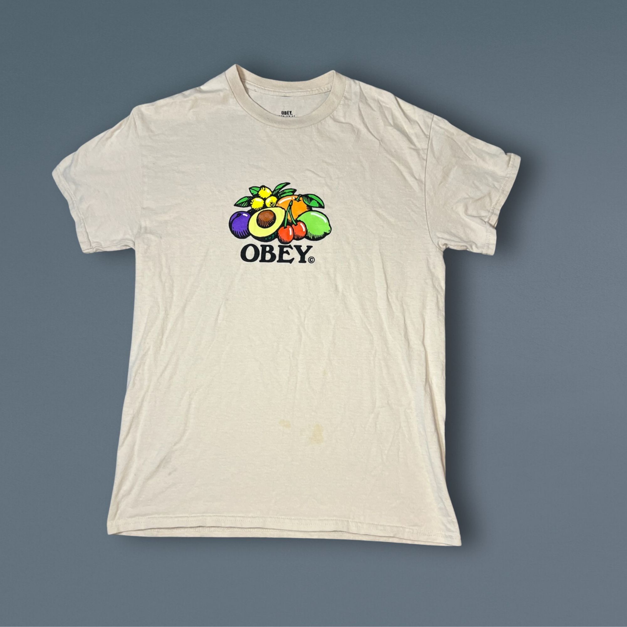 Obey Obey White Graphic T-Shirt With Fruit Illustration 100% Cott Size US M / EU 48-50 / 2 - 2 Thumbnail