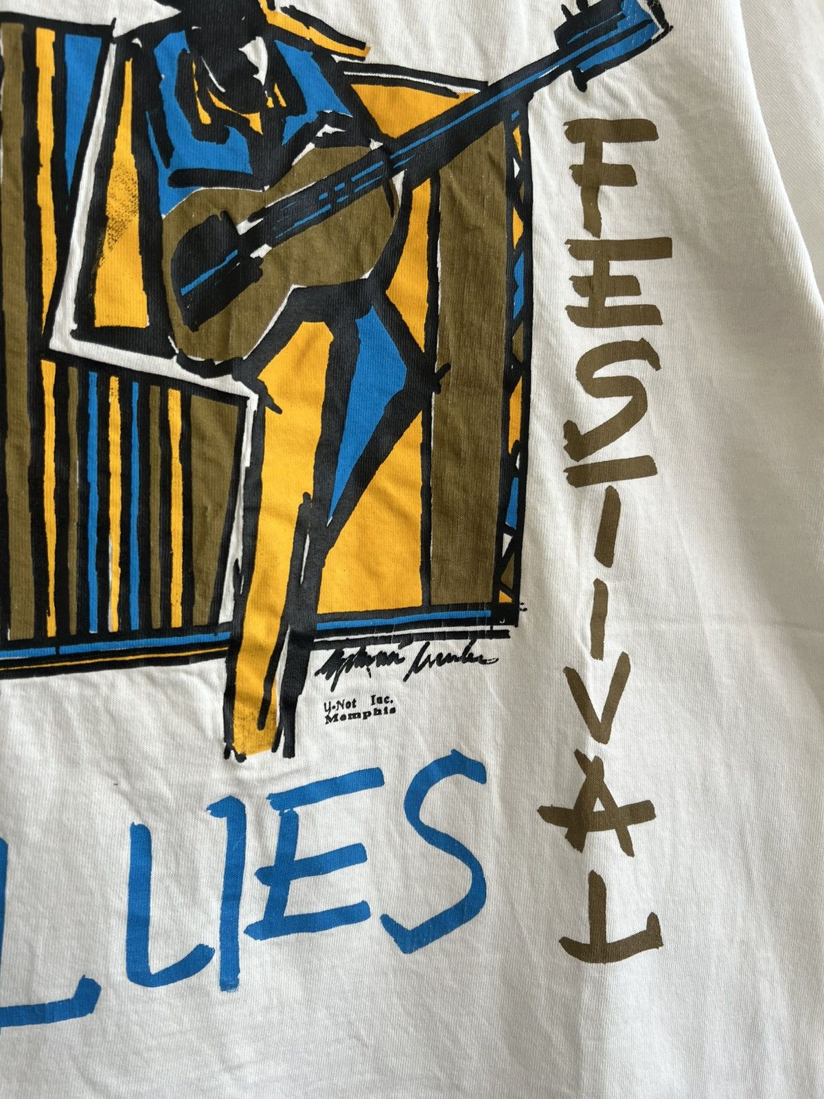 Vintage Vintage Beale St Blues Festival T-Shirt George Hunt Art Rare Size US L / EU 52-54 / 3 - 5 Thumbnail