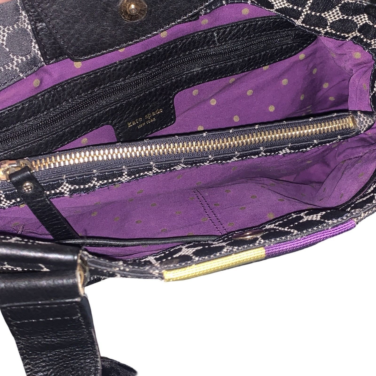 Kate Spade Vintage Y2K Kate Spade Black Canvas/black Leather Shoulder B Size ONE SIZE - 6 Thumbnail